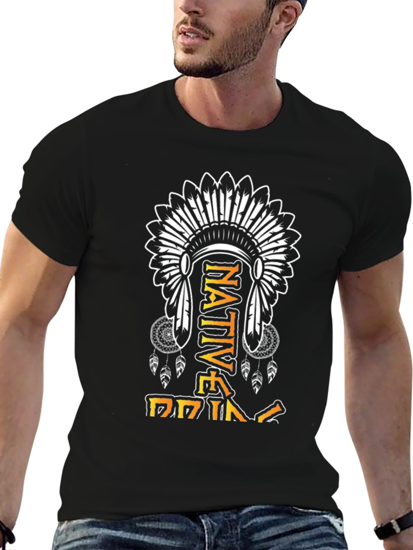 Native Pride Graphic Tee - Indigenous Headdress Design