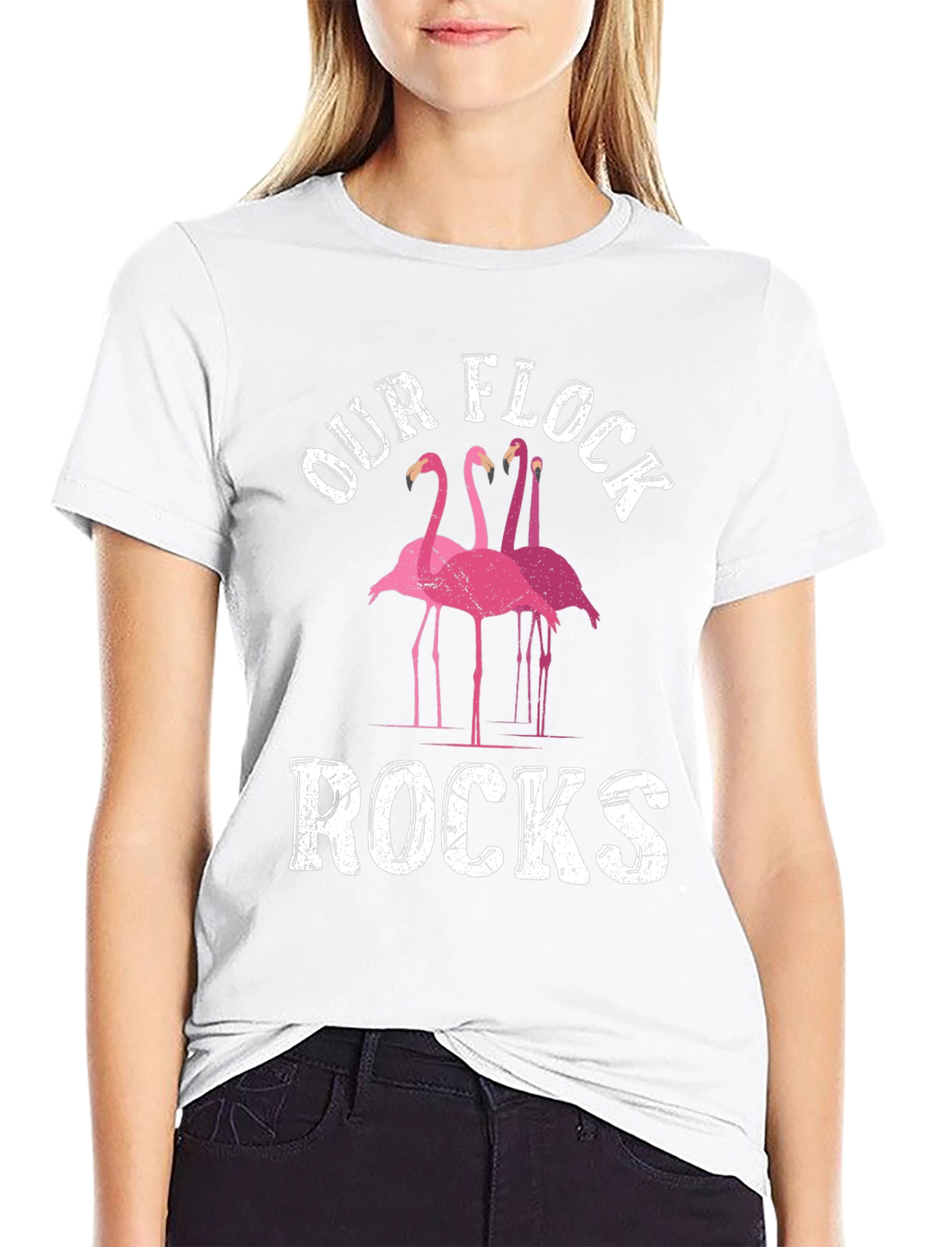 Our Flock Rocks Flamingo Graphic Tee