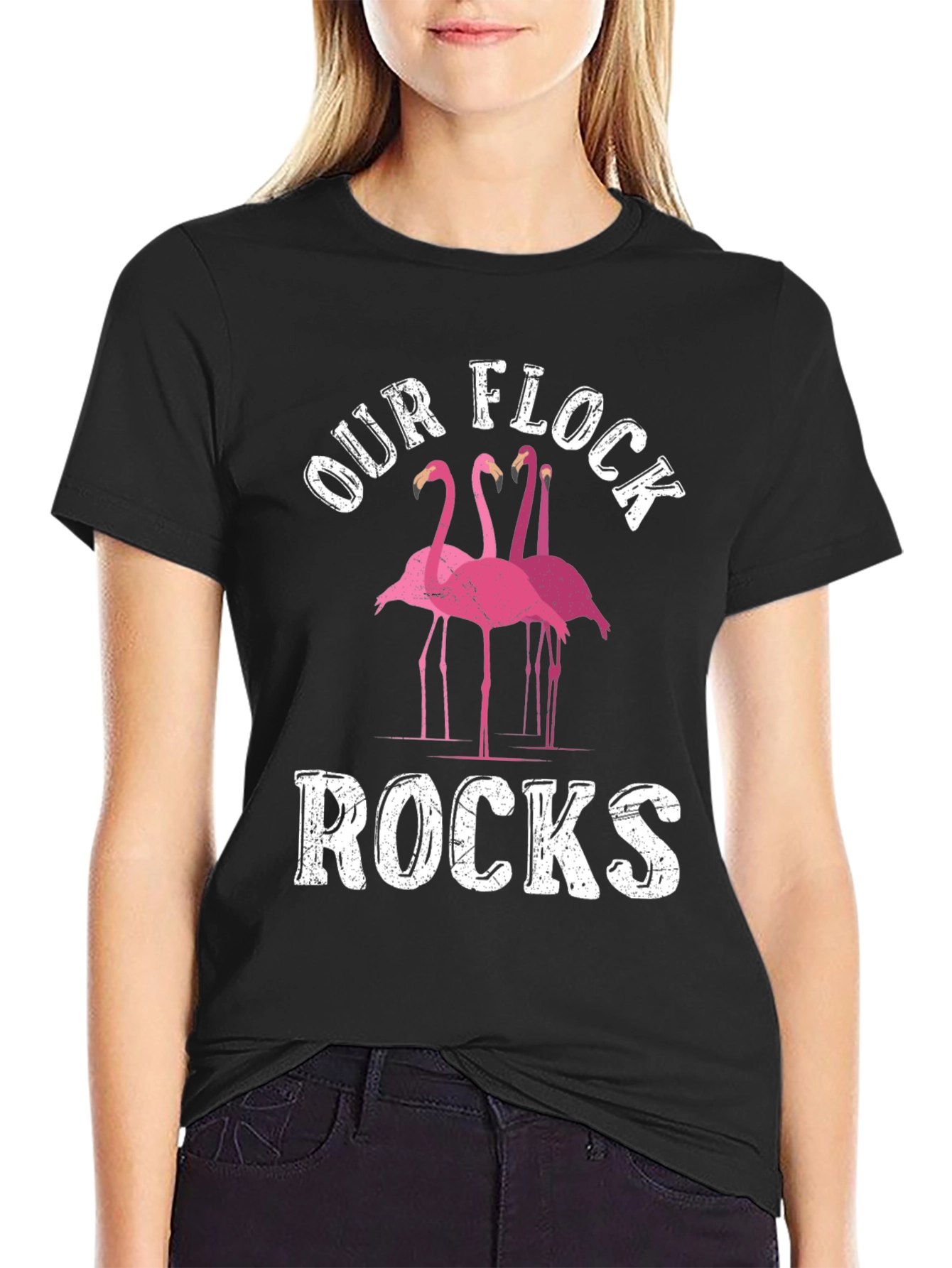 Our Flock Rocks Flamingo Graphic Tee