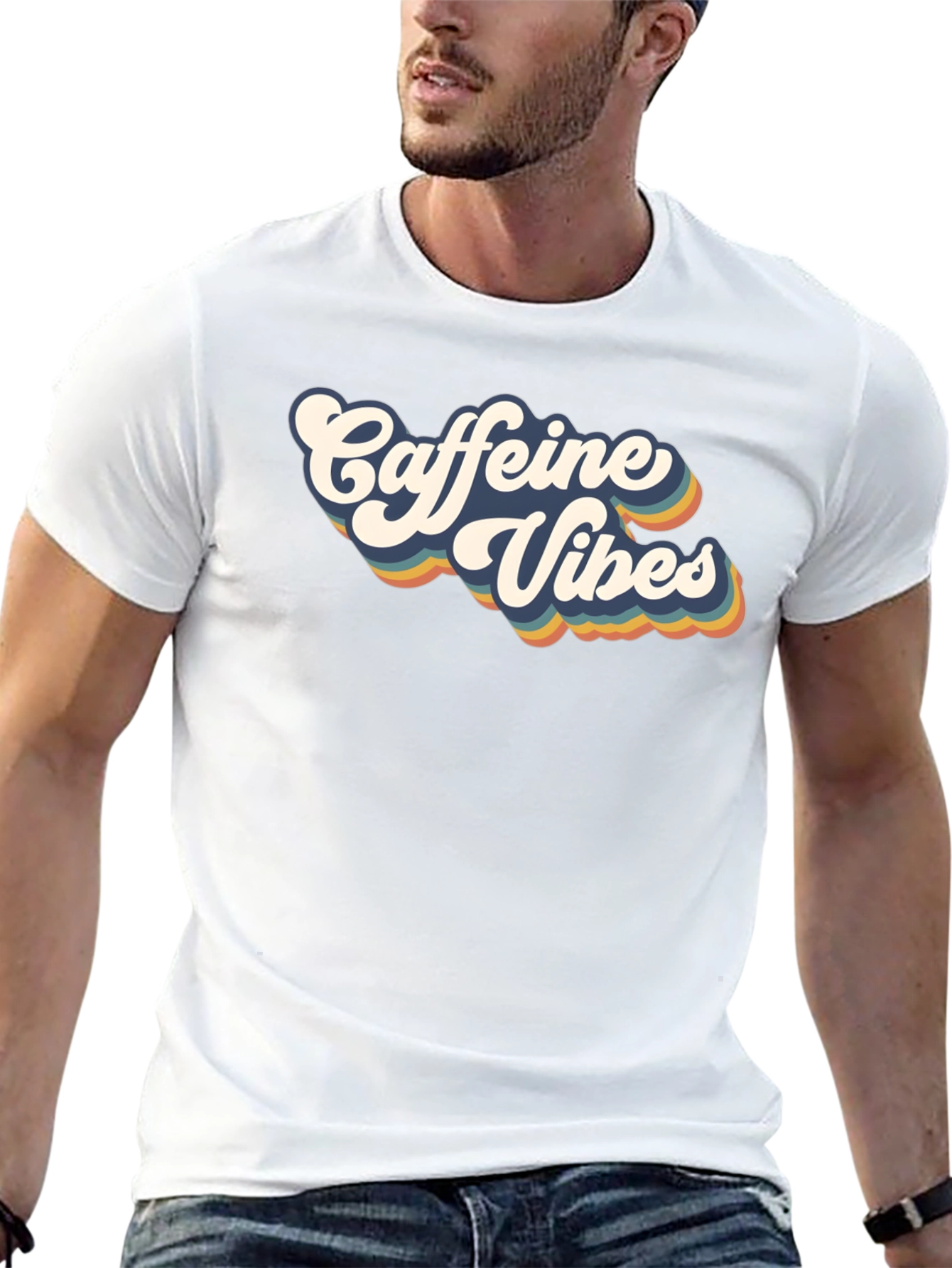 Caffeine Vibes Retro Graphic Tee - Black Cotton T-Shirt