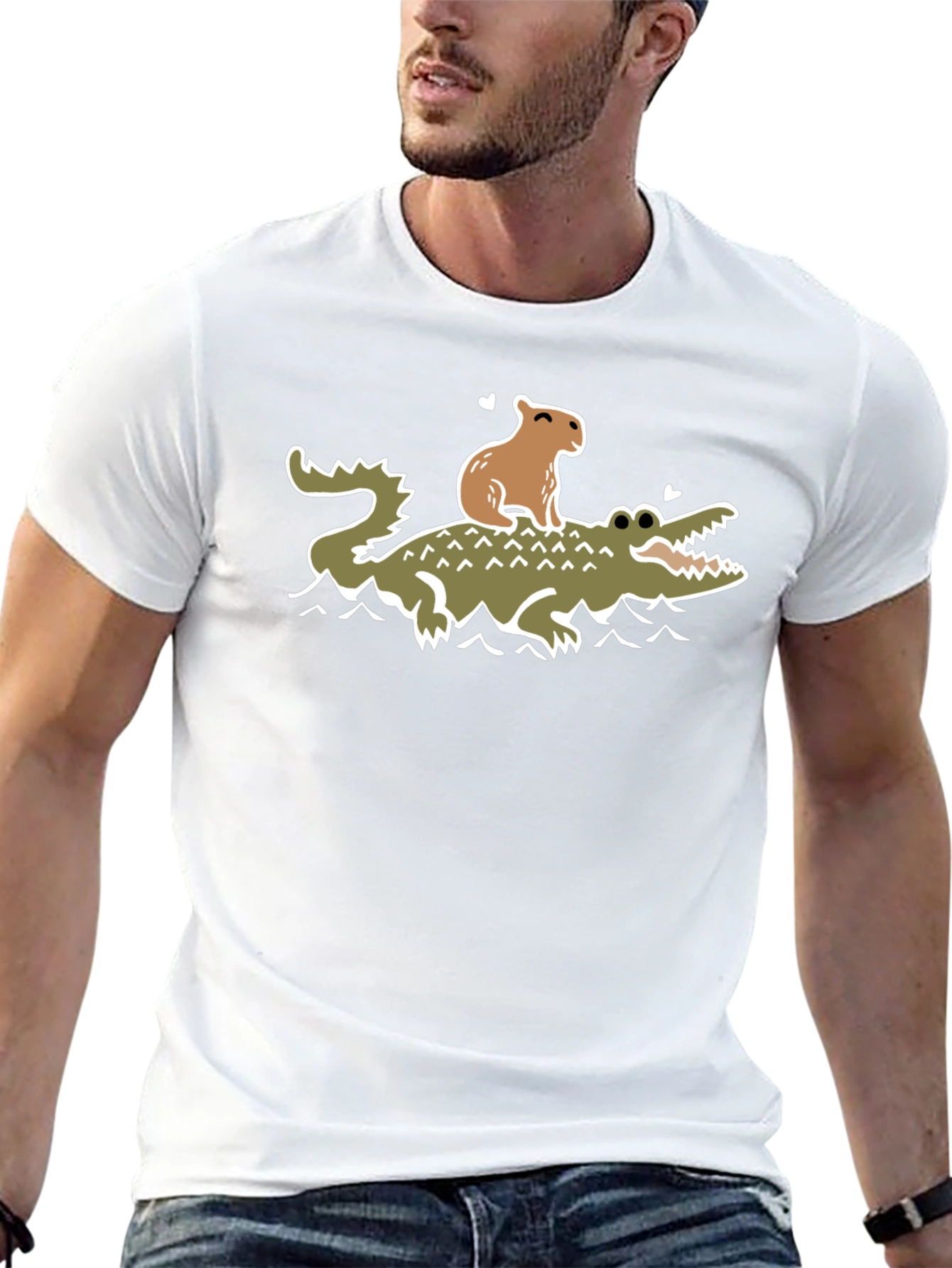 Capybara and Crocodile T-Shirt - Funny Graphic Tee