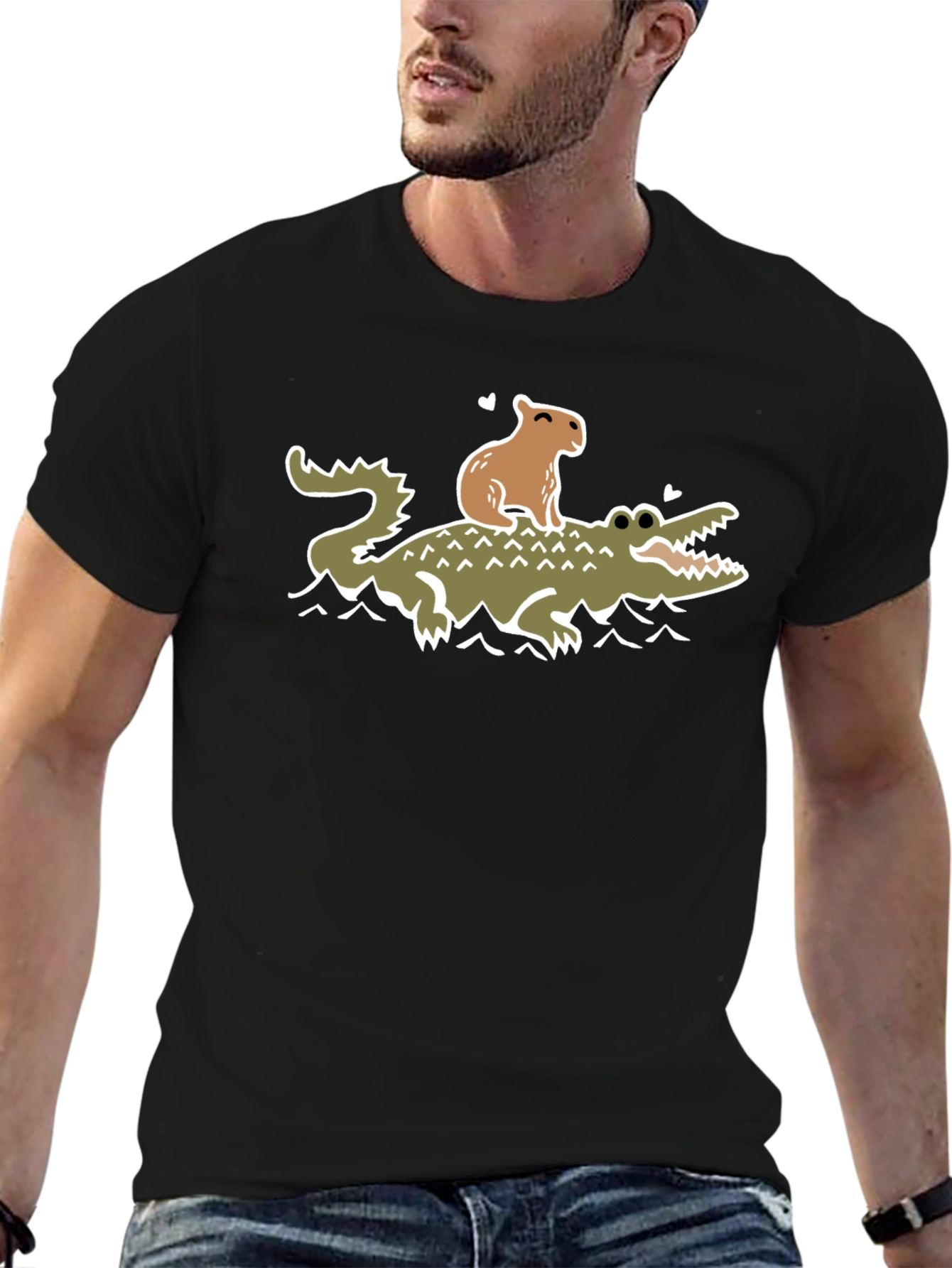Capybara and Crocodile T-Shirt - Funny Graphic Tee