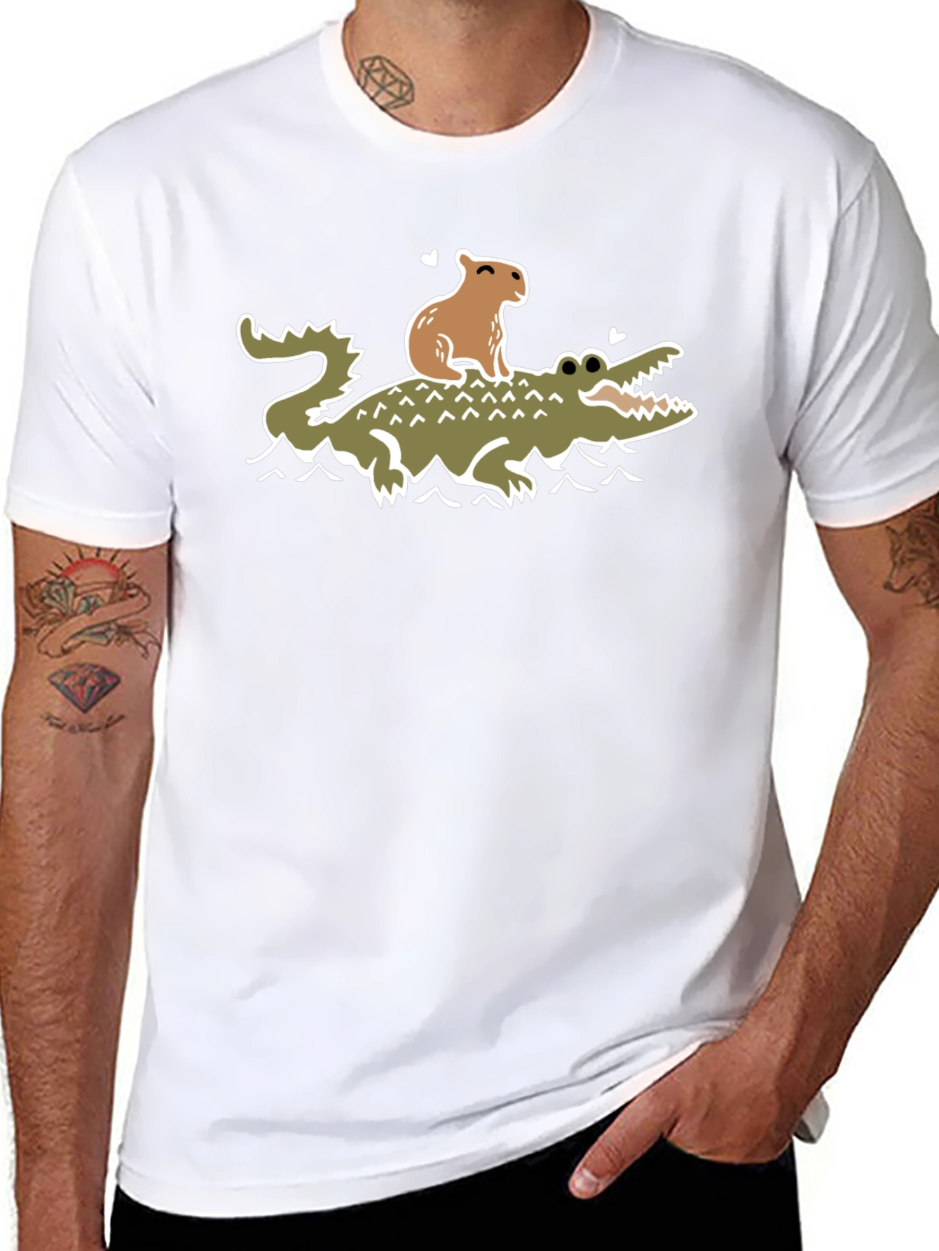 Capybara and Crocodile T-Shirt - Funny Graphic Tee