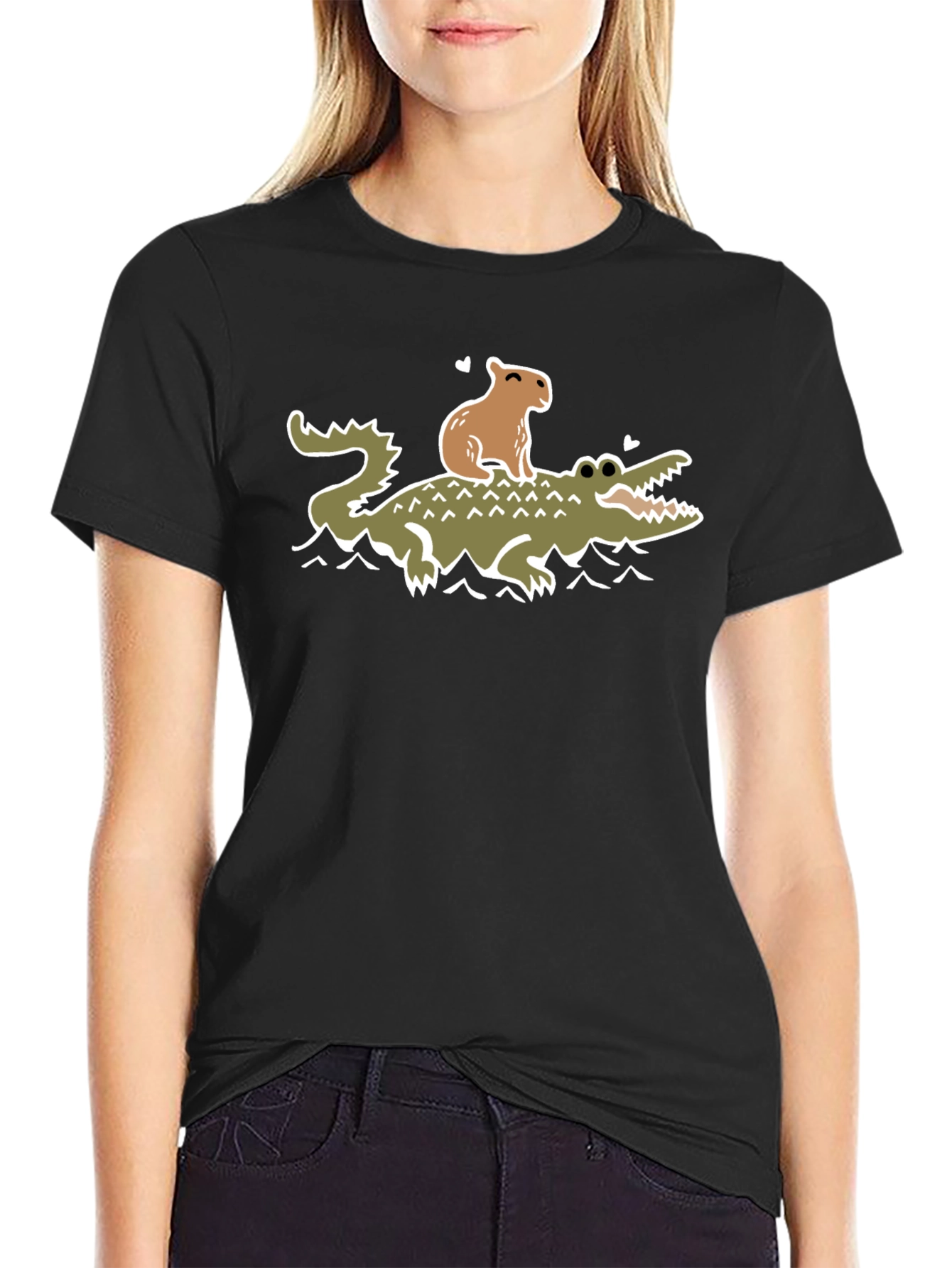 Capybara and Crocodile T-Shirt - Funny Graphic Tee