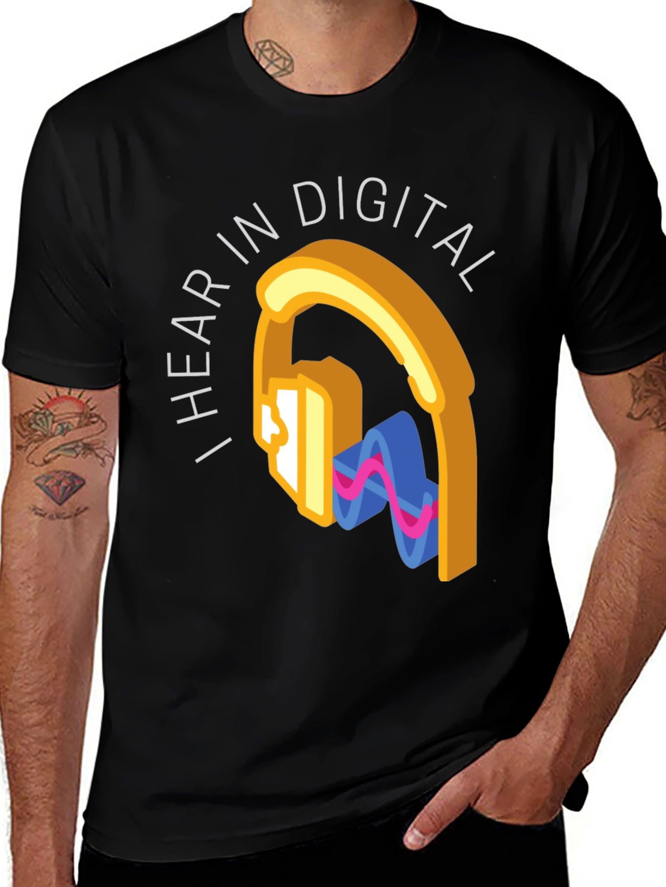 I Hear In Digital Graphic Tee - Black