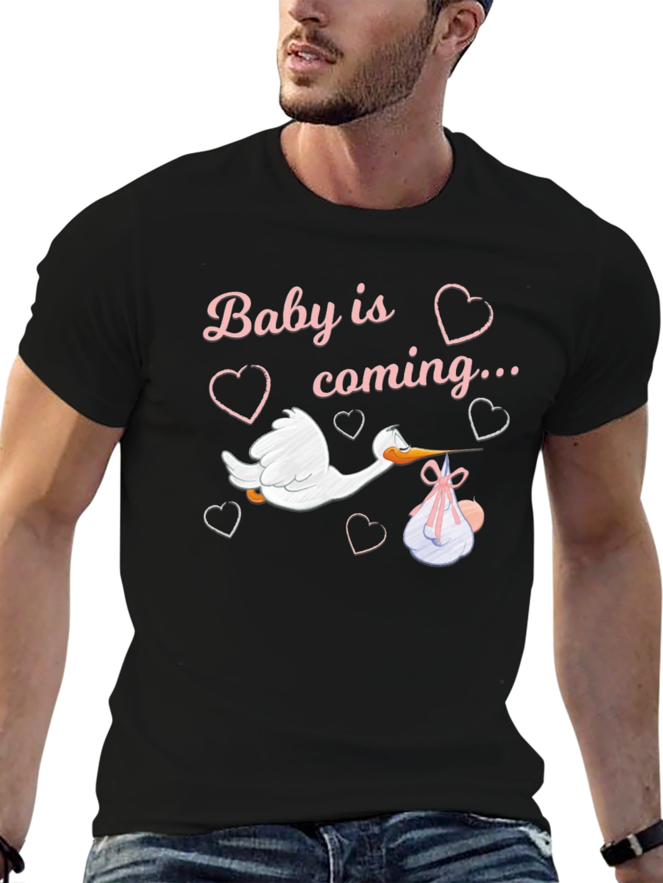 Baby is Coming Stork Graphic T-Shirt