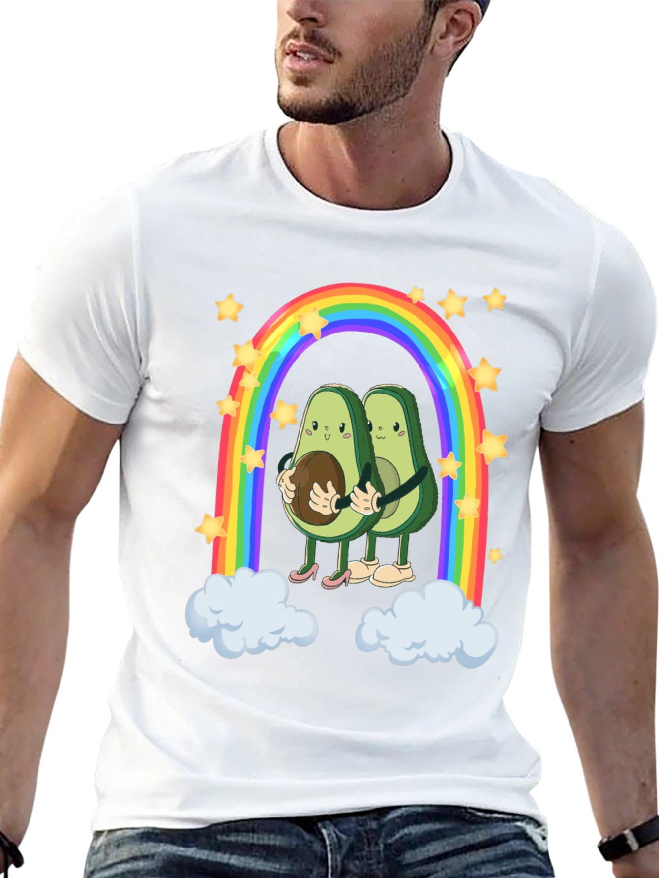 Avocado Couple Rainbow Graphic Tee