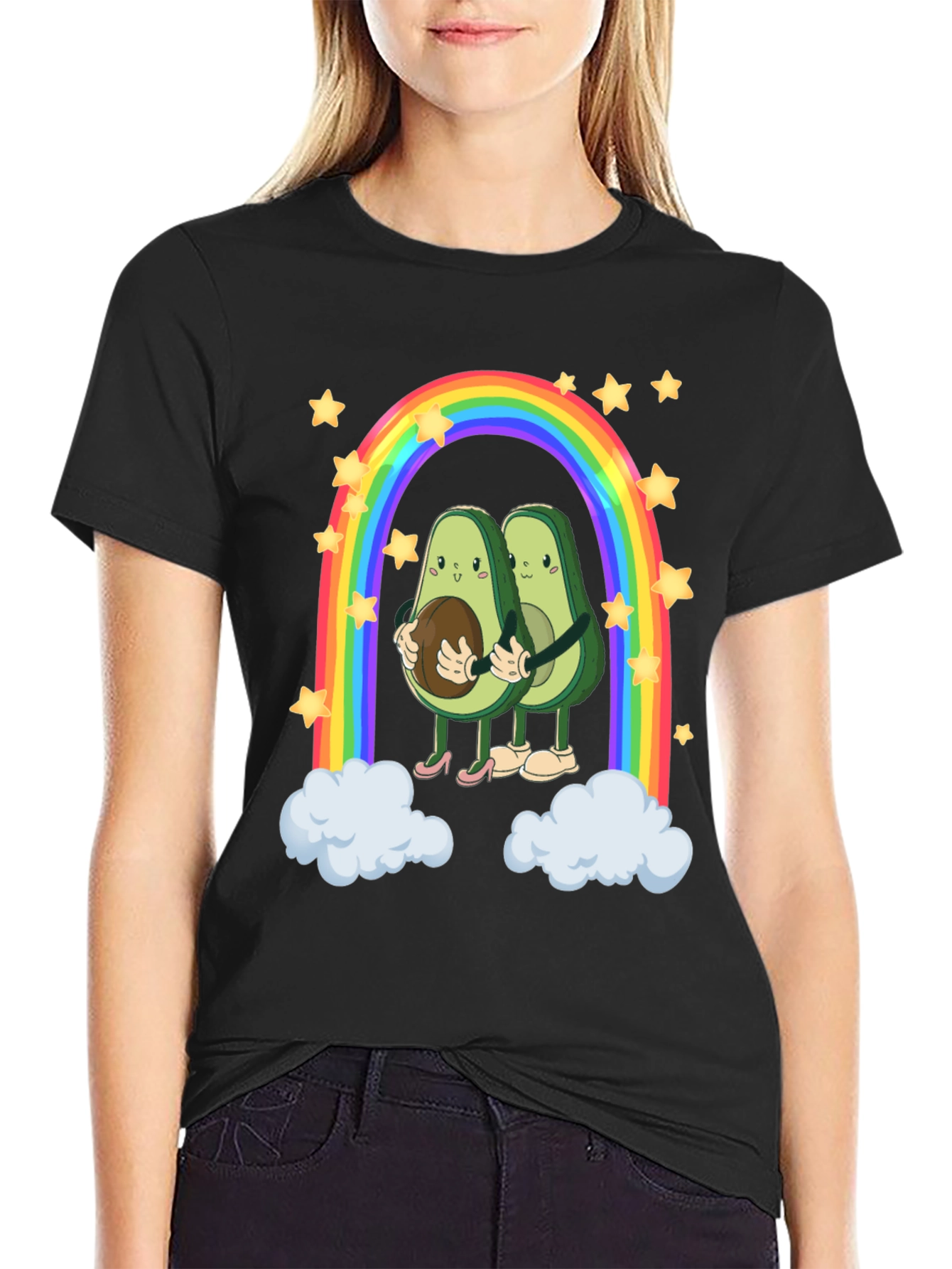 Avocado Couple Rainbow Graphic Tee