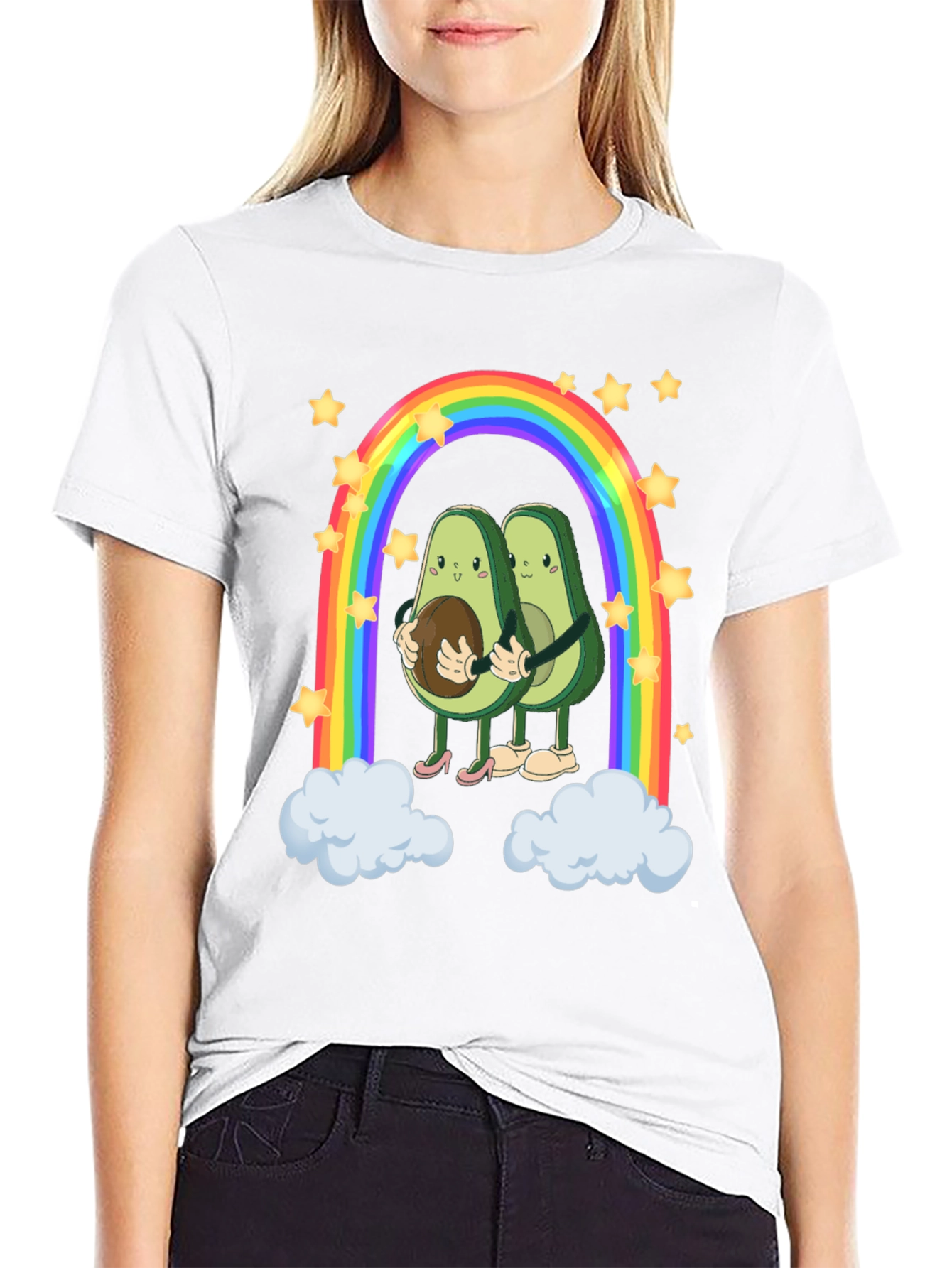 Avocado Couple Rainbow Graphic Tee