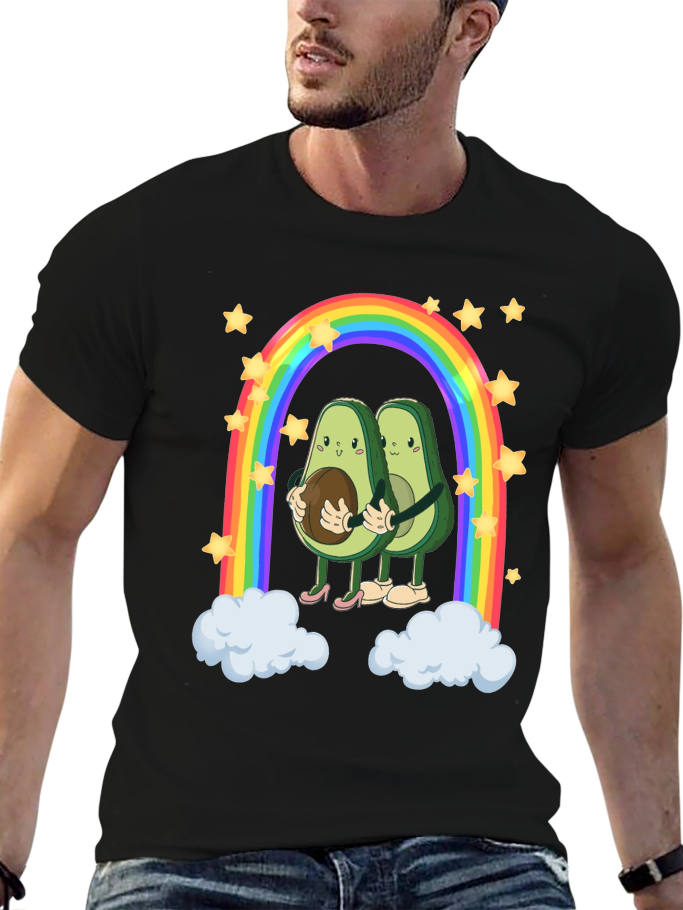 Avocado Couple Rainbow Graphic Tee