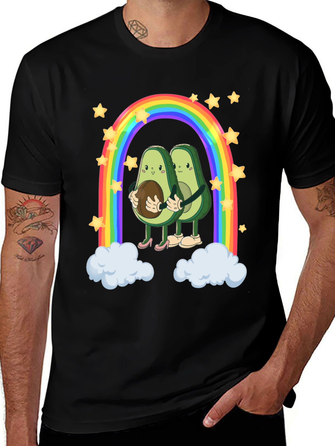 Avocado Couple Rainbow Graphic Tee