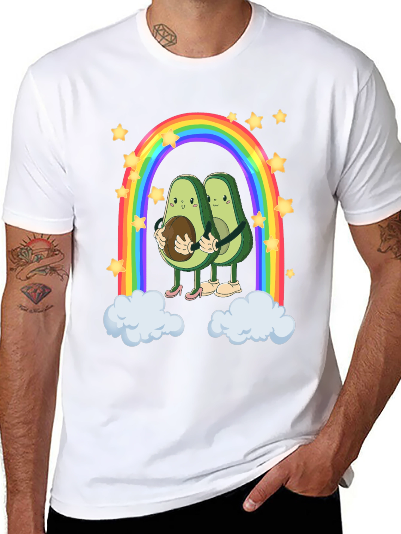 Avocado Couple Rainbow Graphic Tee