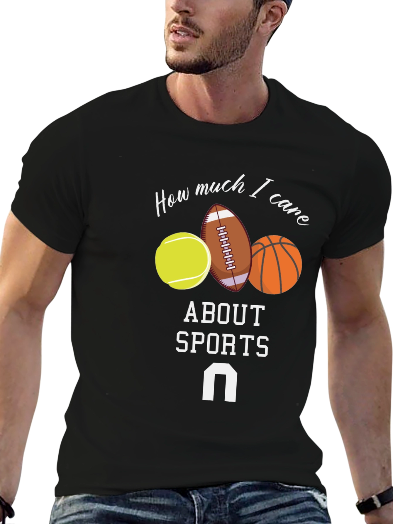 Humorous Sports Fan Graphic Tee - Black