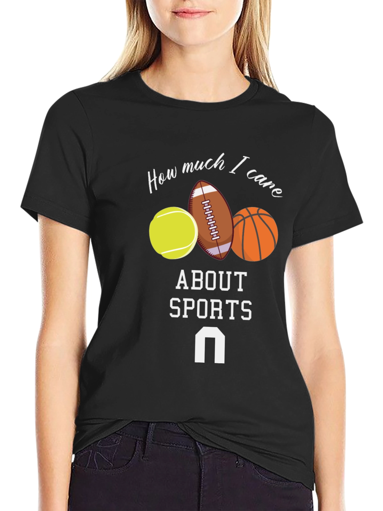 Humorous Sports Fan Graphic Tee - Black