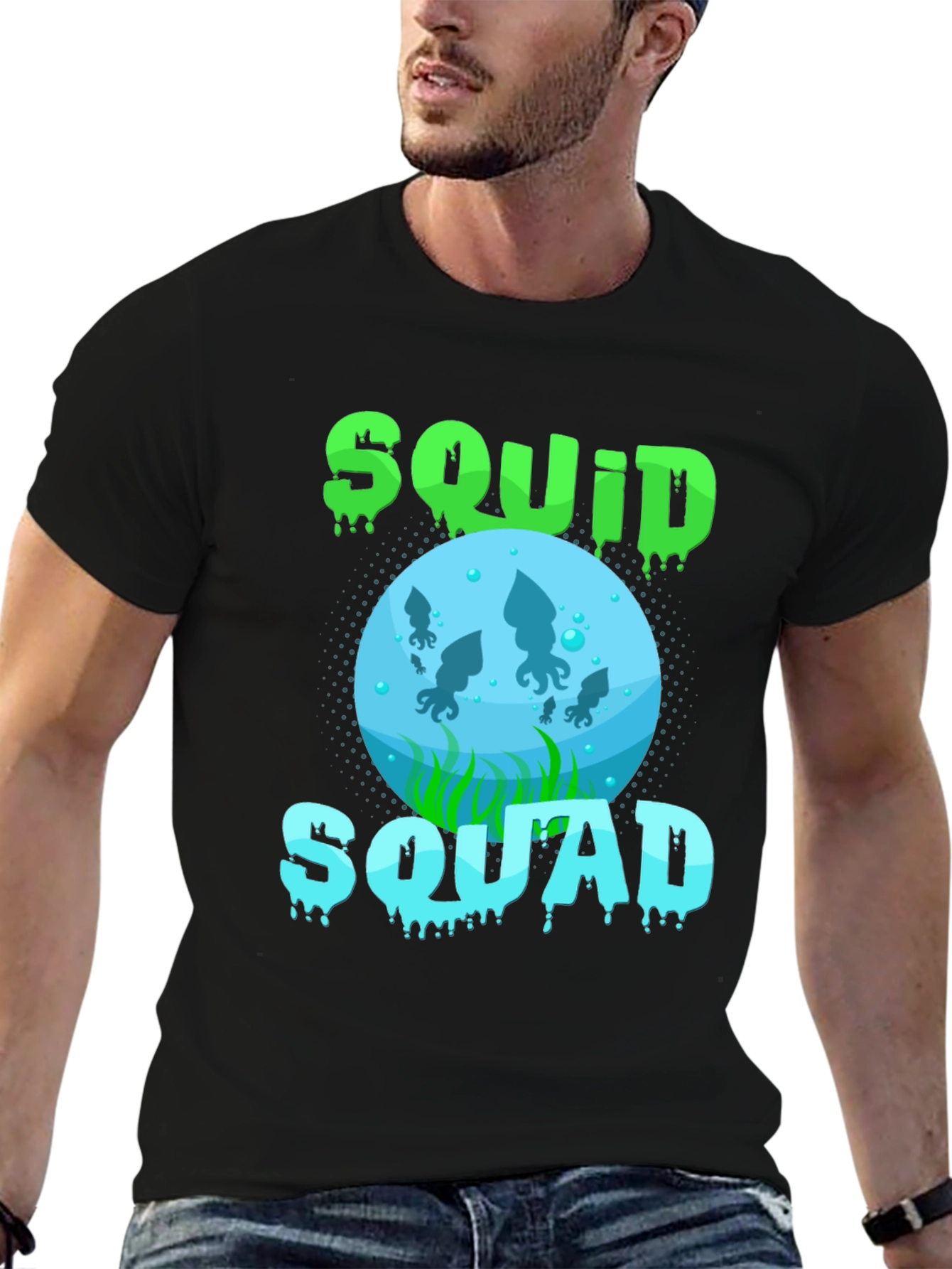Squid Squad Graphic Print Black T-Shirt