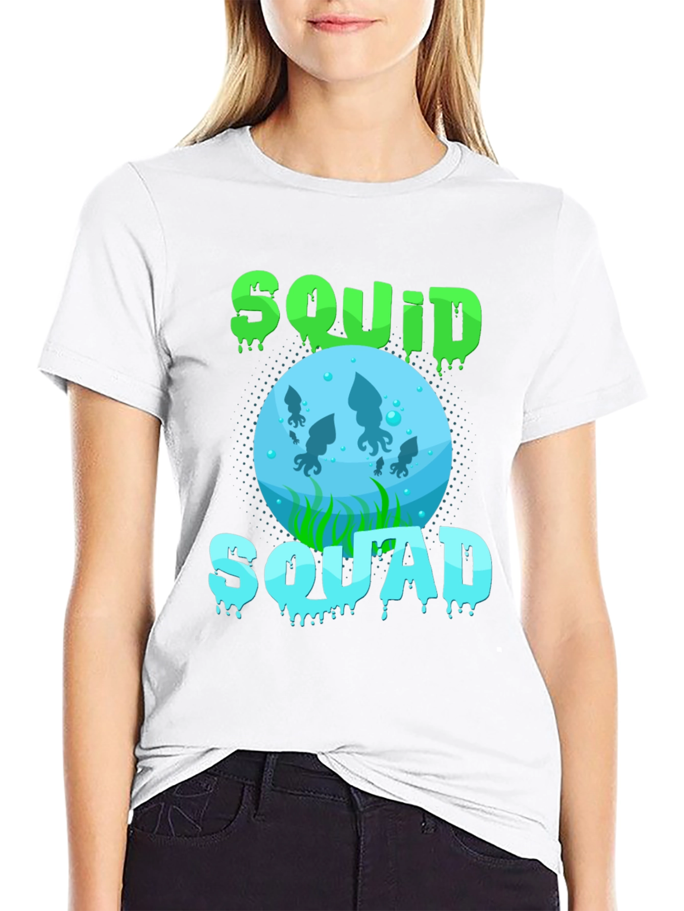 Squid Squad Graphic Print Black T-Shirt