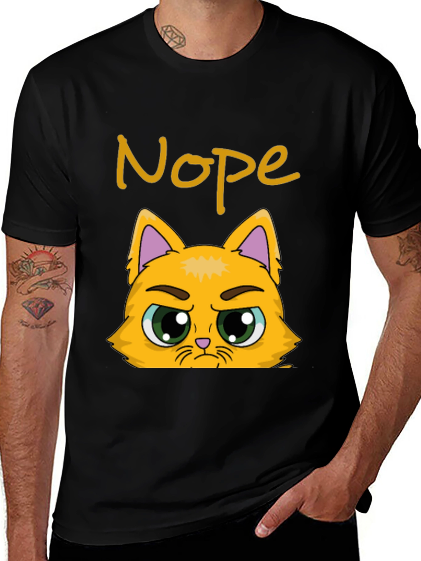 Nope Cat Graphic T-Shirt - Funny Grumpy Kitten Tee