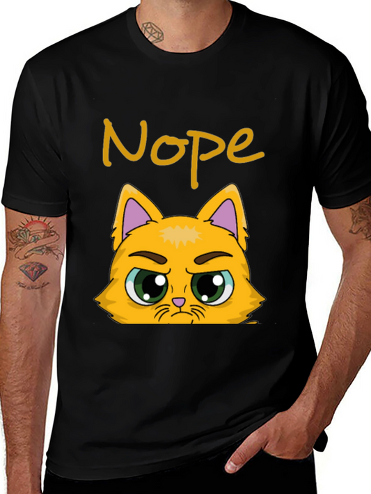 Nope Cat Graphic T-Shirt - Funny Grumpy Kitten Tee