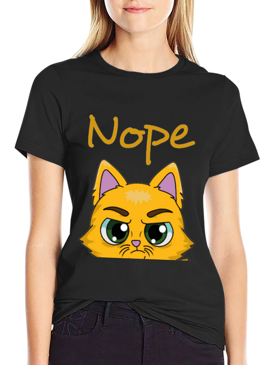 Nope Cat Graphic T-Shirt - Funny Grumpy Kitten Tee