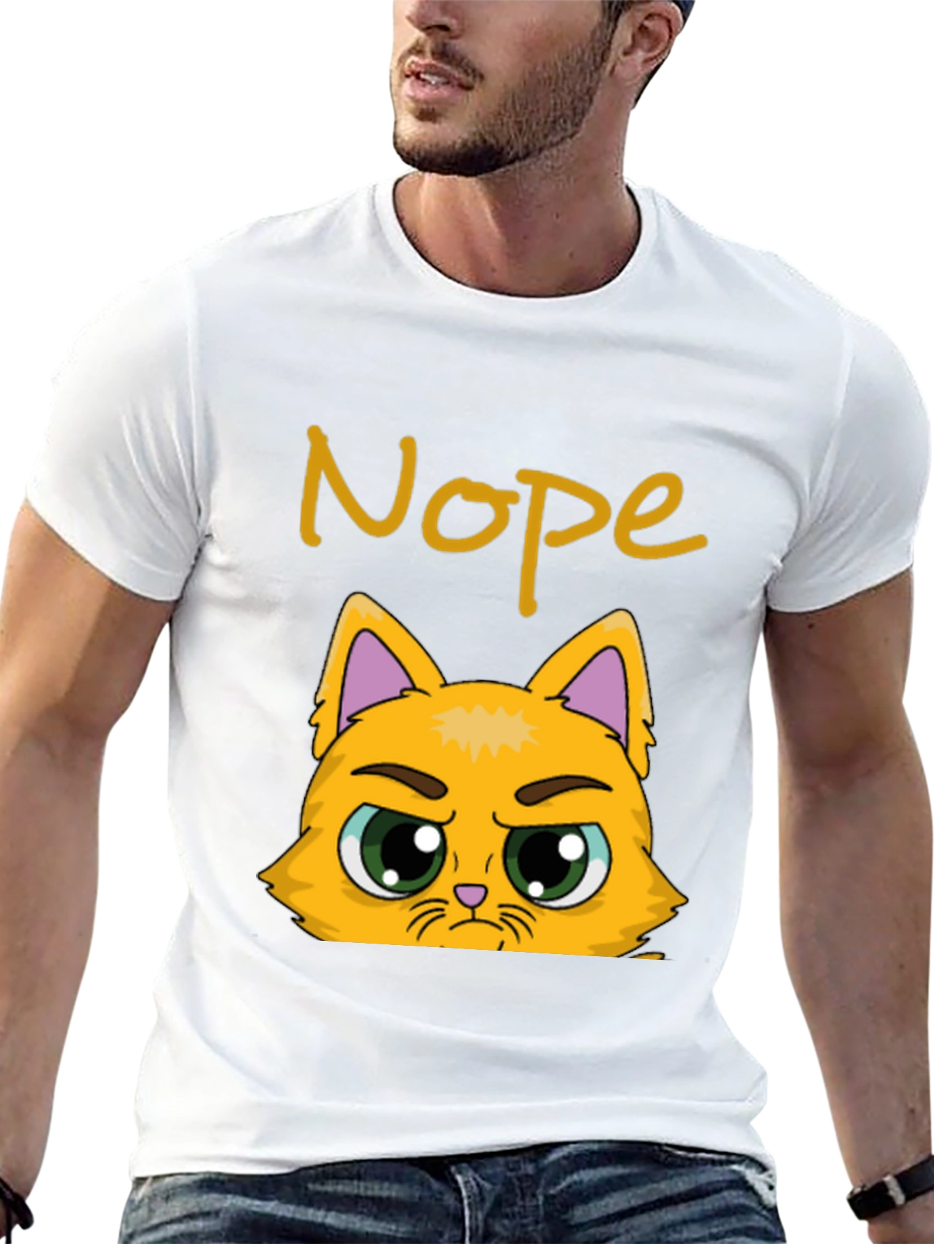 Nope Cat Graphic T-Shirt - Funny Grumpy Kitten Tee