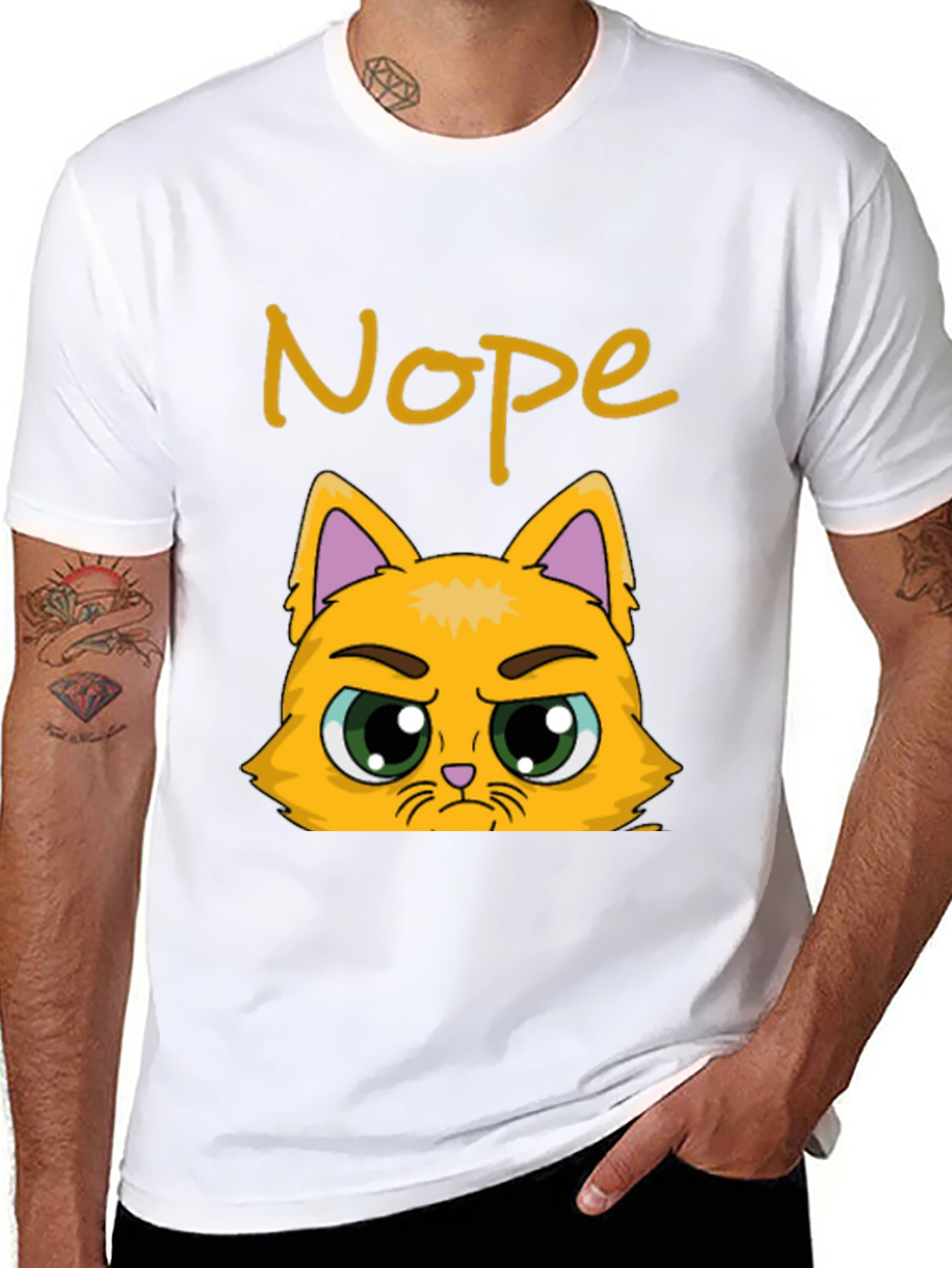 Nope Cat Graphic T-Shirt - Funny Grumpy Kitten Tee
