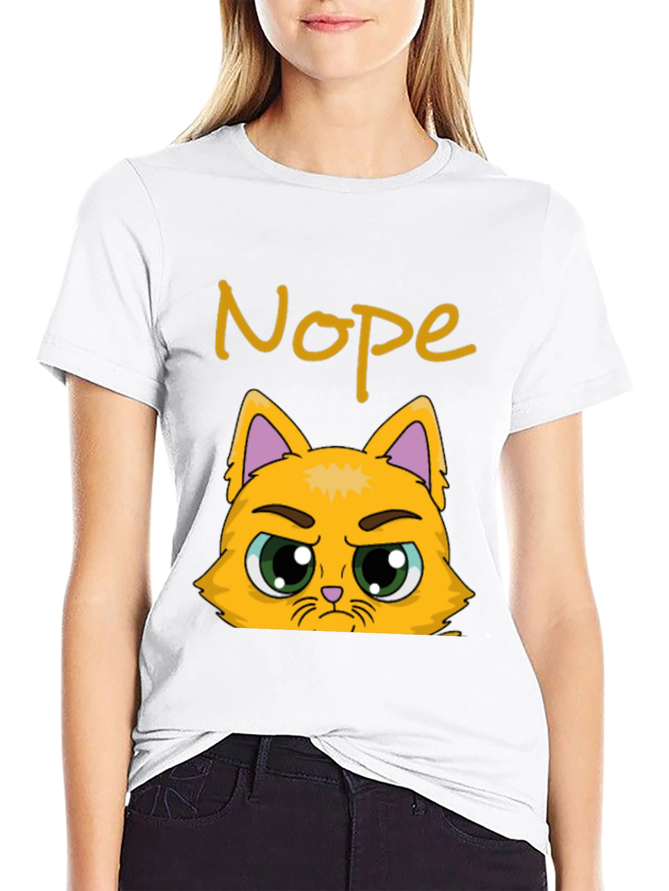 Nope Cat Graphic T-Shirt - Funny Grumpy Kitten Tee