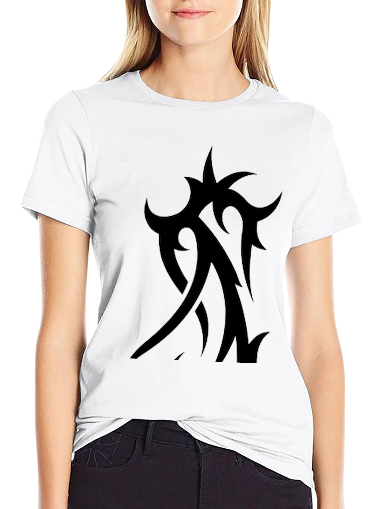 Mens Black Tribal Tattoo Graphic Tee - Casual Style