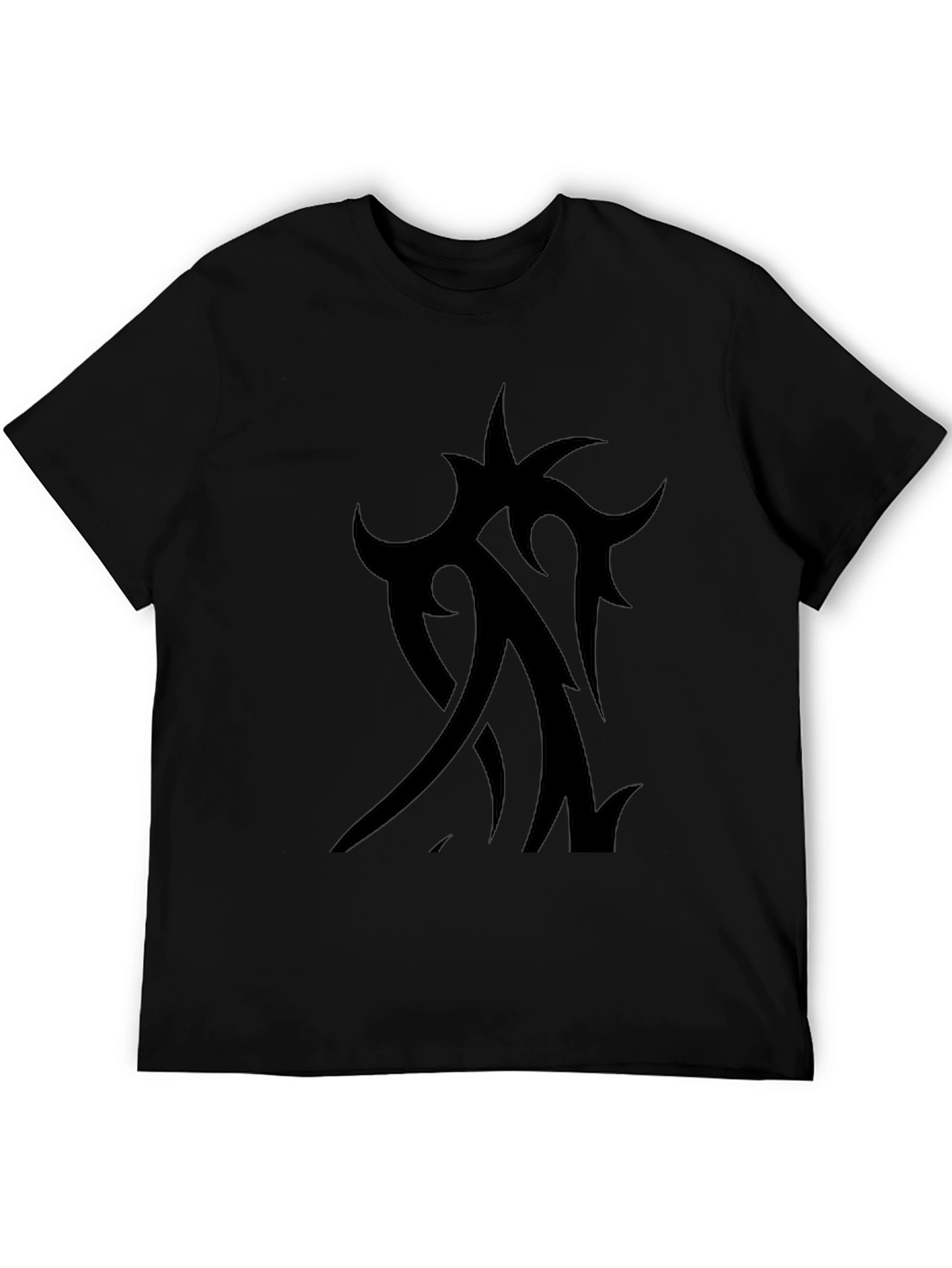 Mens Black Tribal Tattoo Graphic Tee - Casual Style