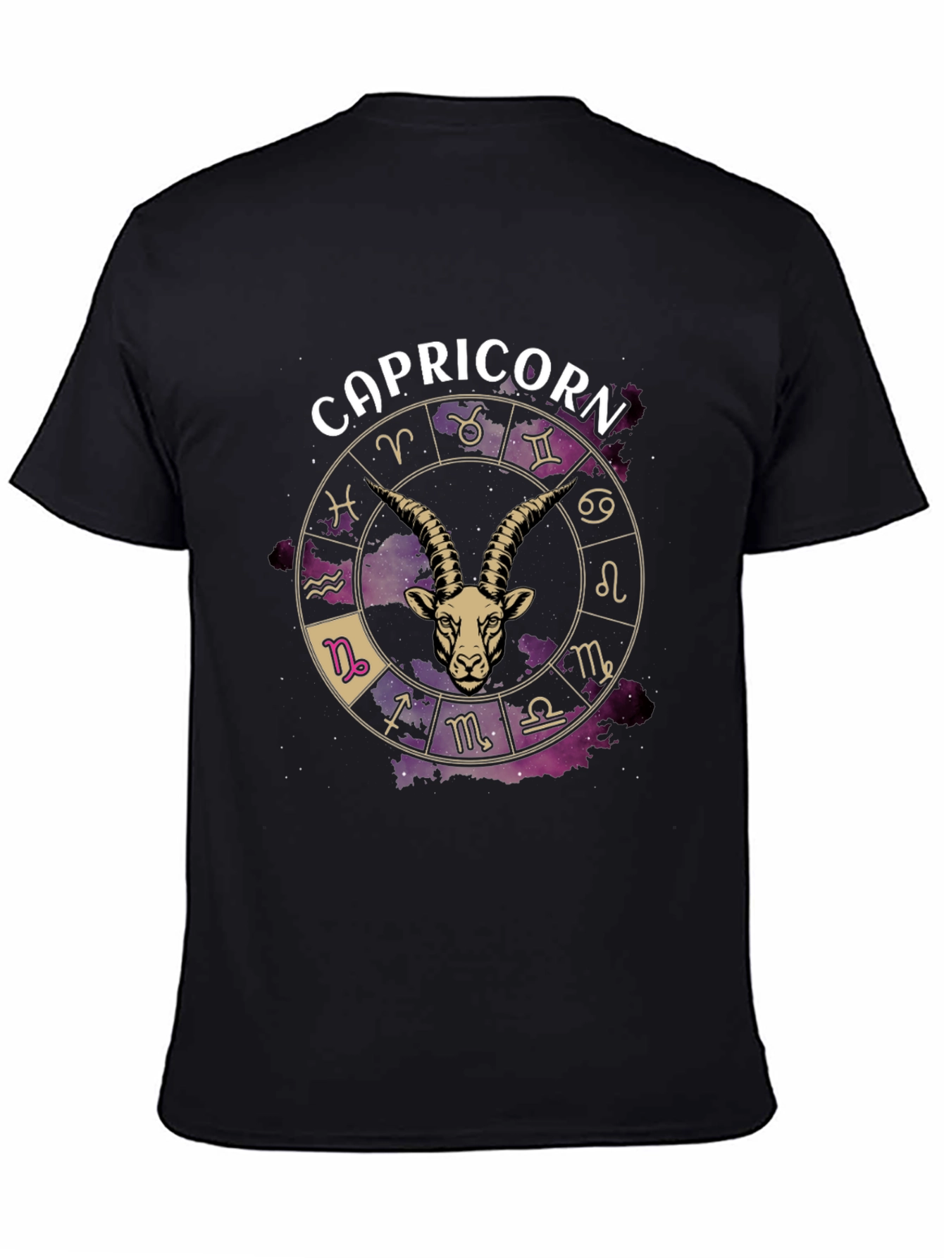 Capricorn Zodiac Graphic T-Shirt - Black