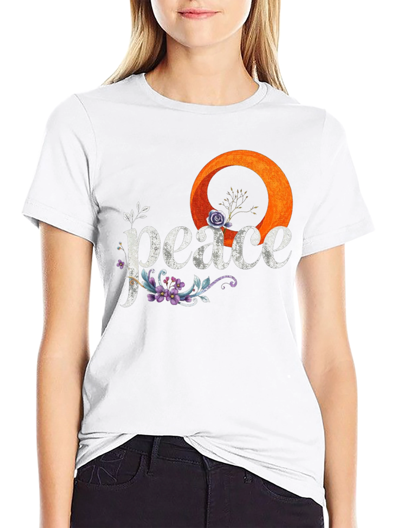 Peace Floral Graphic Tee - Stylish Comfort
