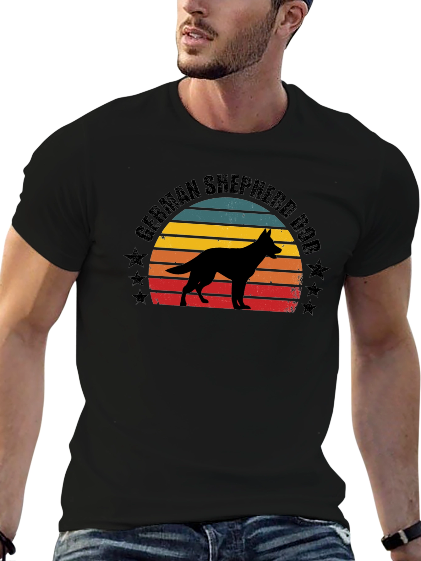 German Shepherd Dog Sunset Graphic Tee