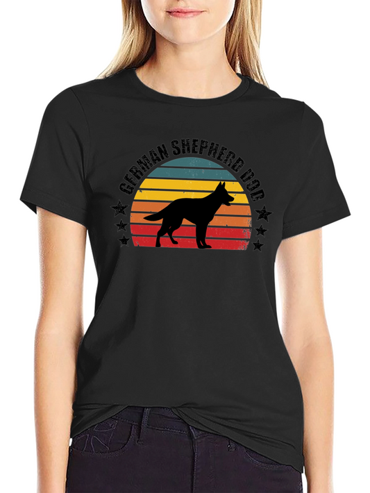 German Shepherd Dog Sunset Graphic Tee