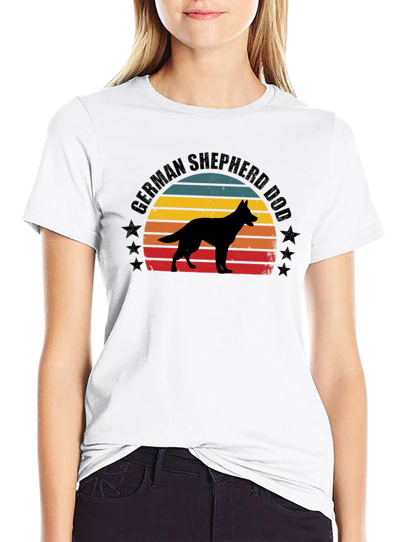 German Shepherd Dog Sunset Graphic Tee