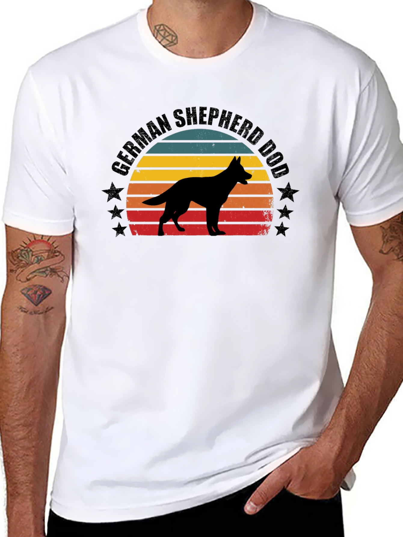 German Shepherd Dog Sunset Graphic Tee