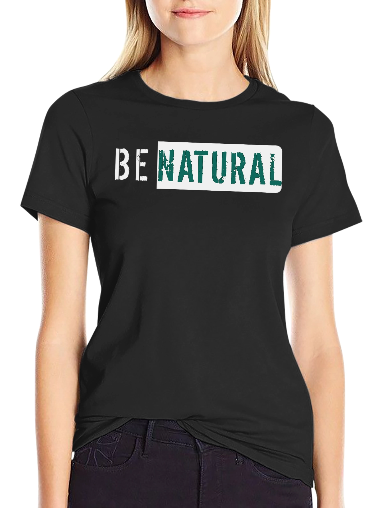 Be Natural Graphic Tee - Black Cotton T-Shirt