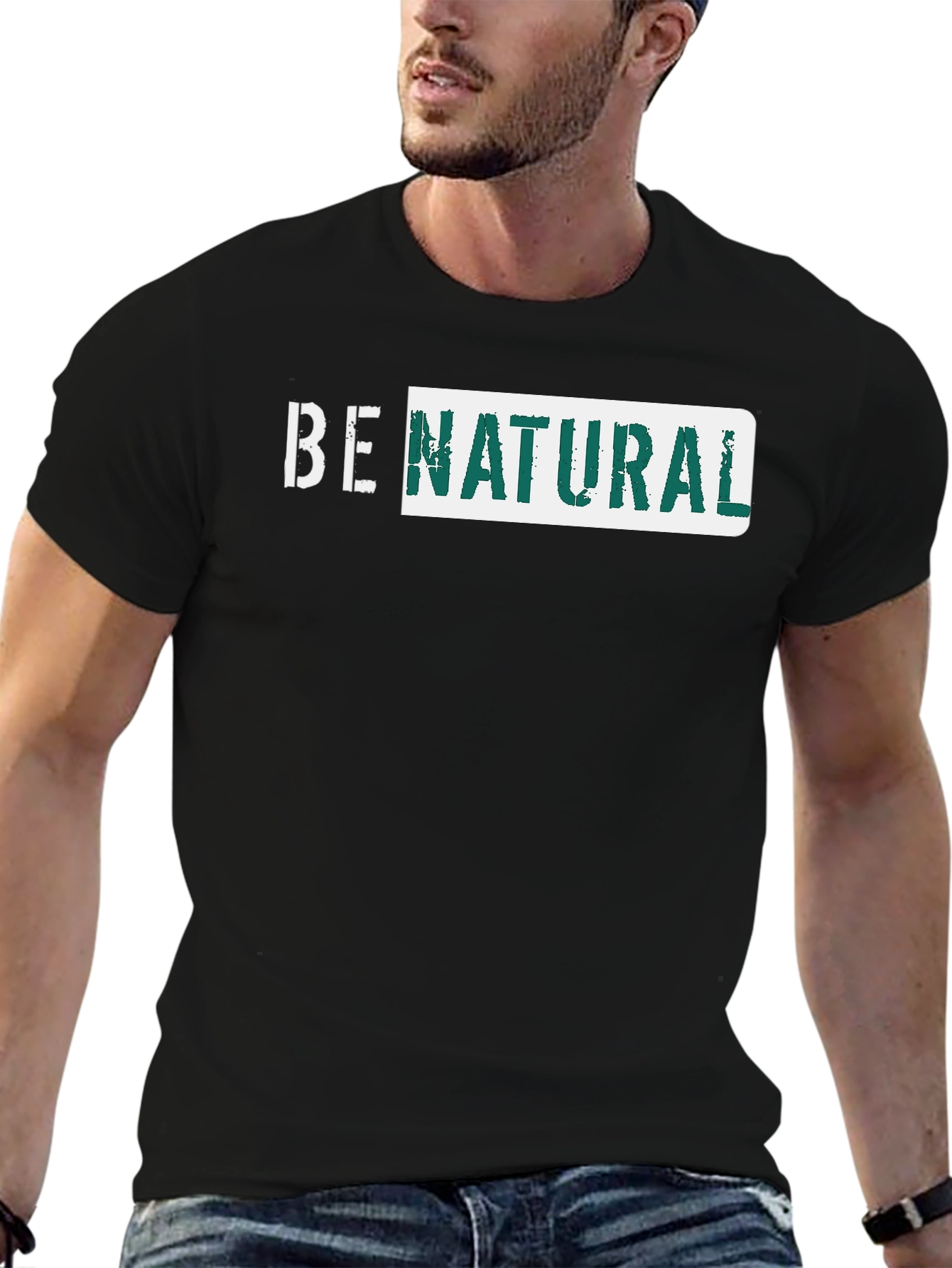 Be Natural Graphic Tee - Black Cotton T-Shirt