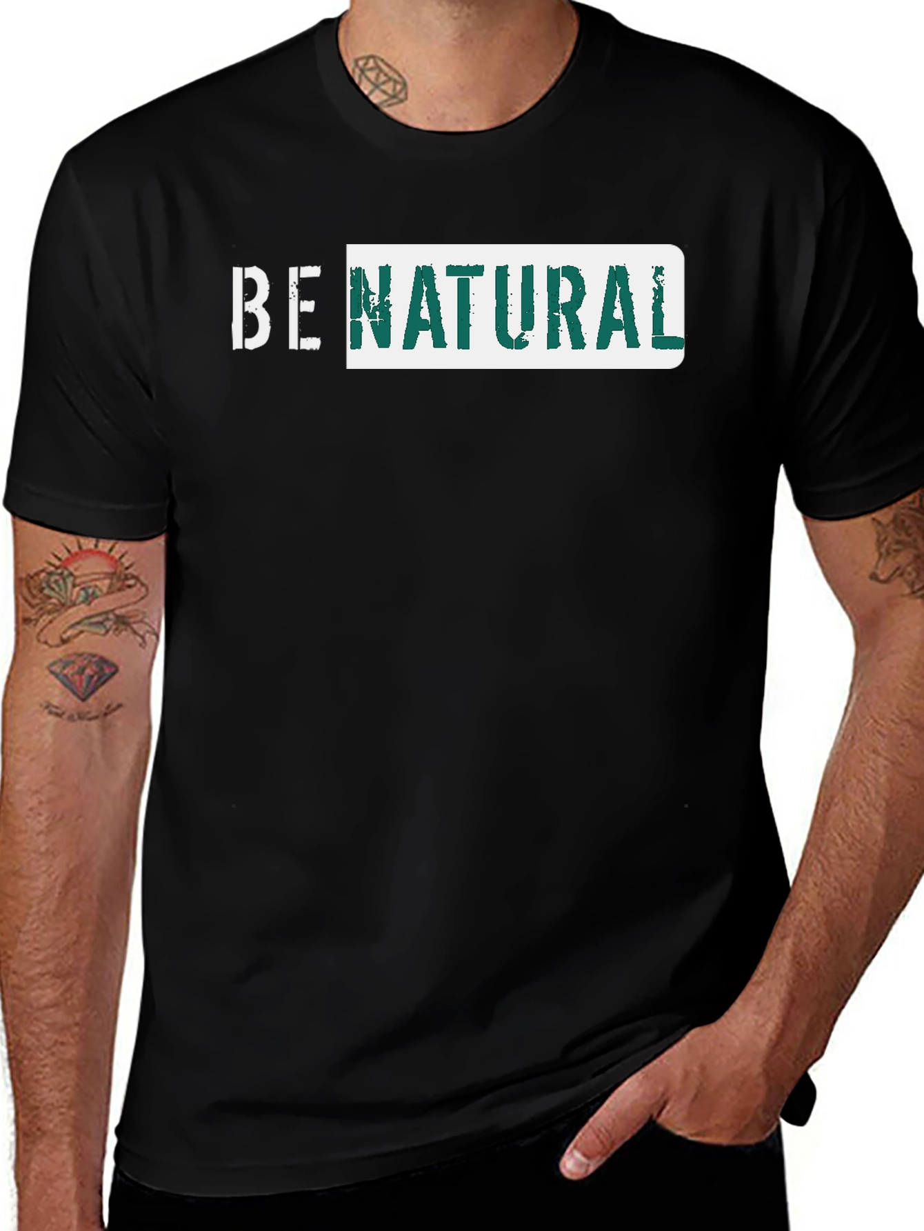Be Natural Graphic Tee - Black Cotton T-Shirt