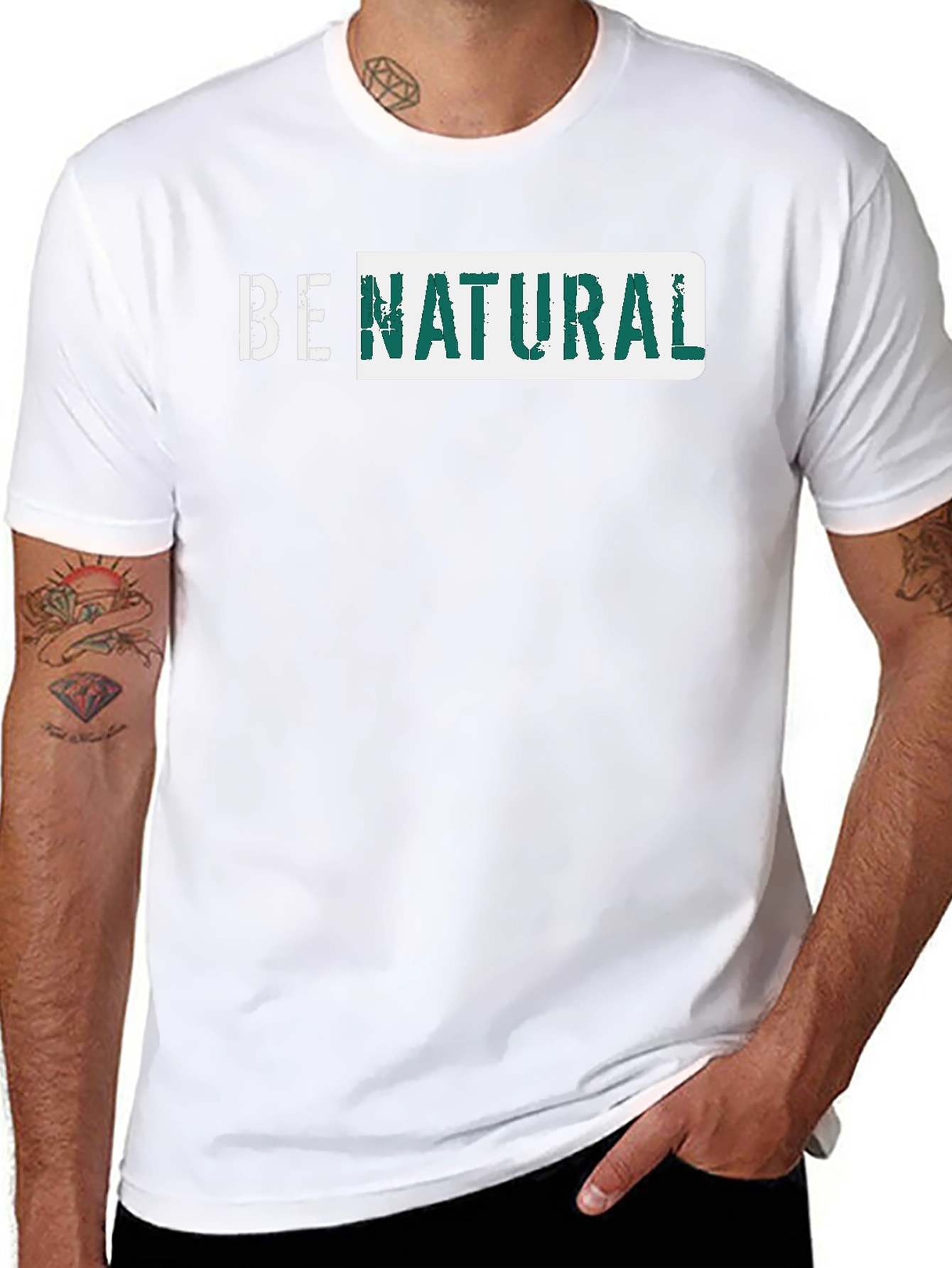 Be Natural Graphic Tee - Black Cotton T-Shirt