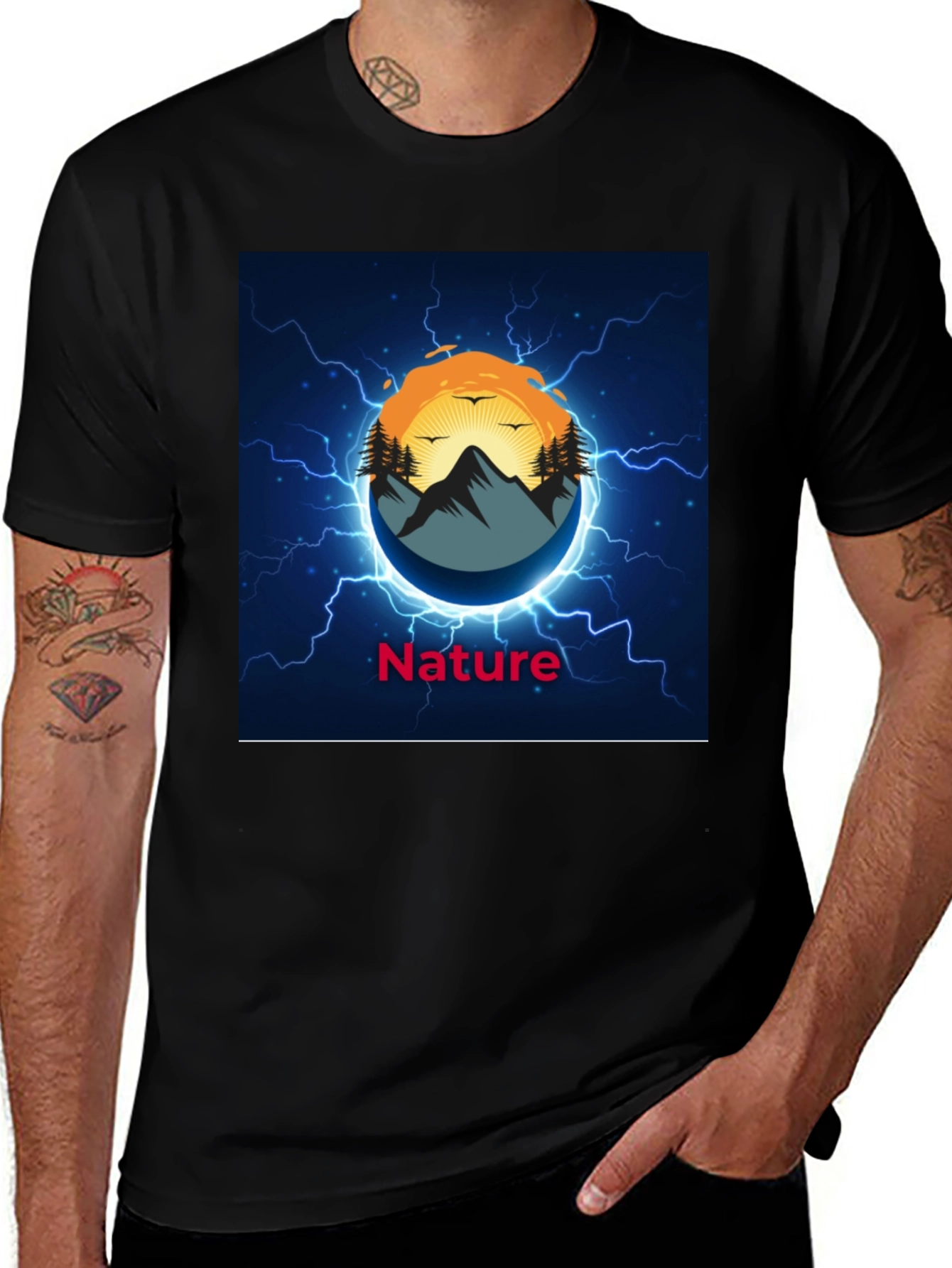 Nature Graphic Black T-Shirt