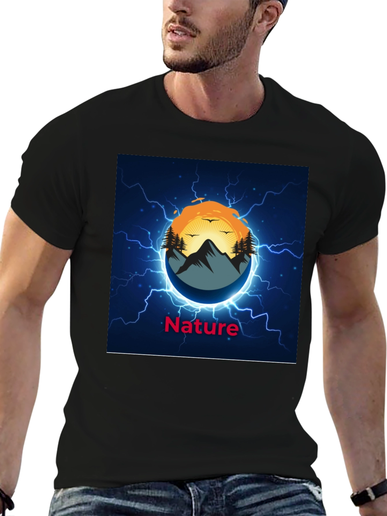 Nature Graphic Black T-Shirt