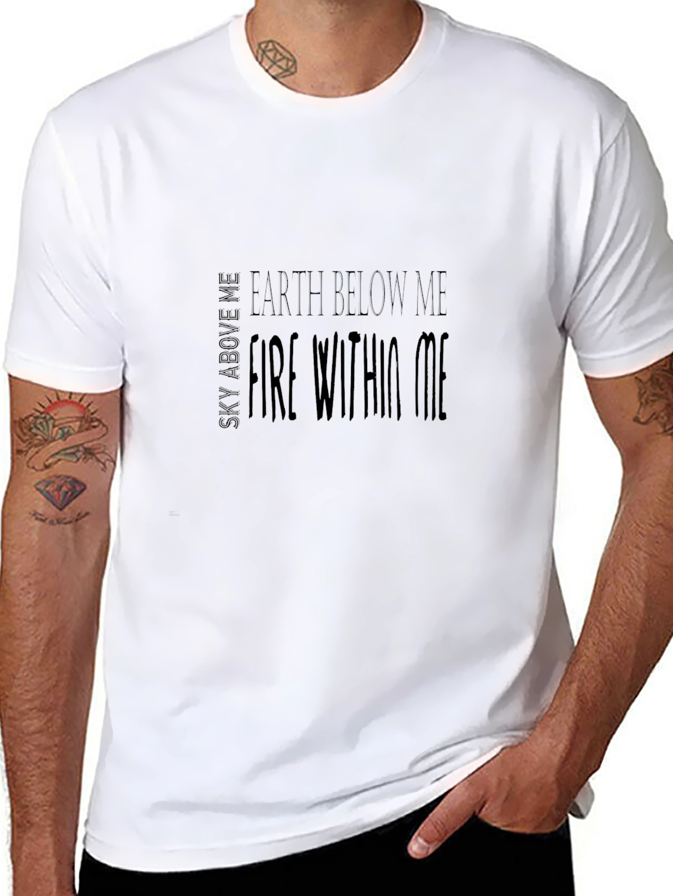 Sky Above Earth Below Fire Within Mens Black T-Shirt