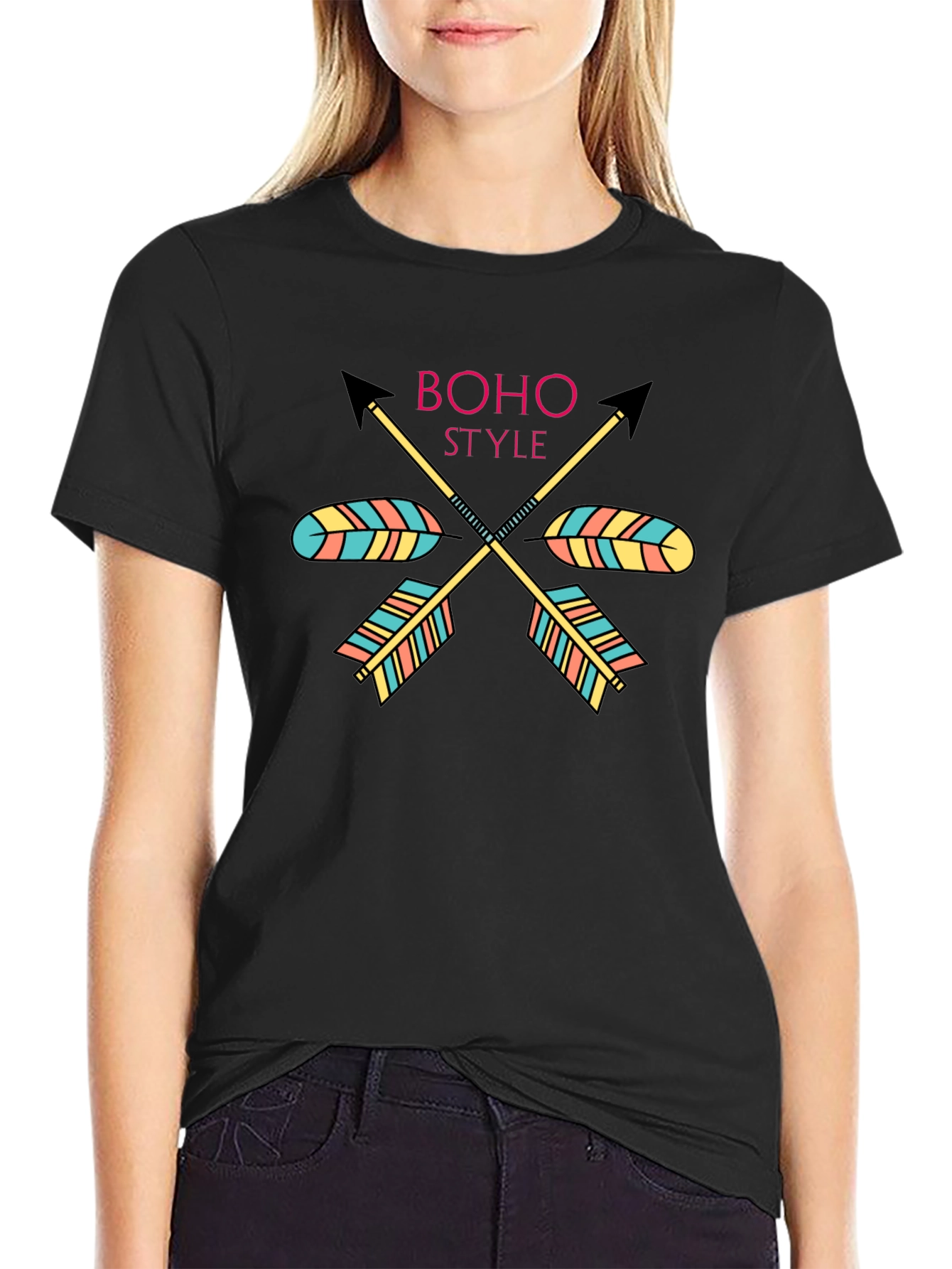 Boho Style Arrow Graphic Tee - Trendy Casual Shirt