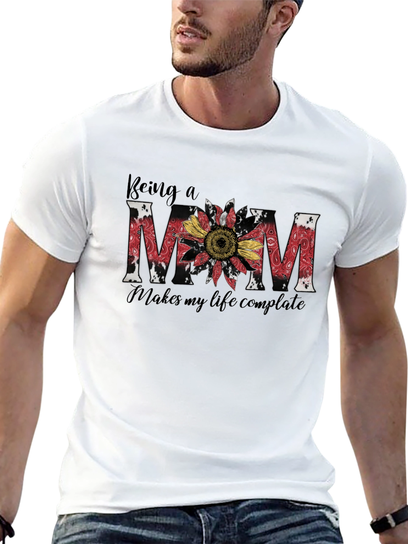 Being A Mom Sunflower Graphic T-Shirt