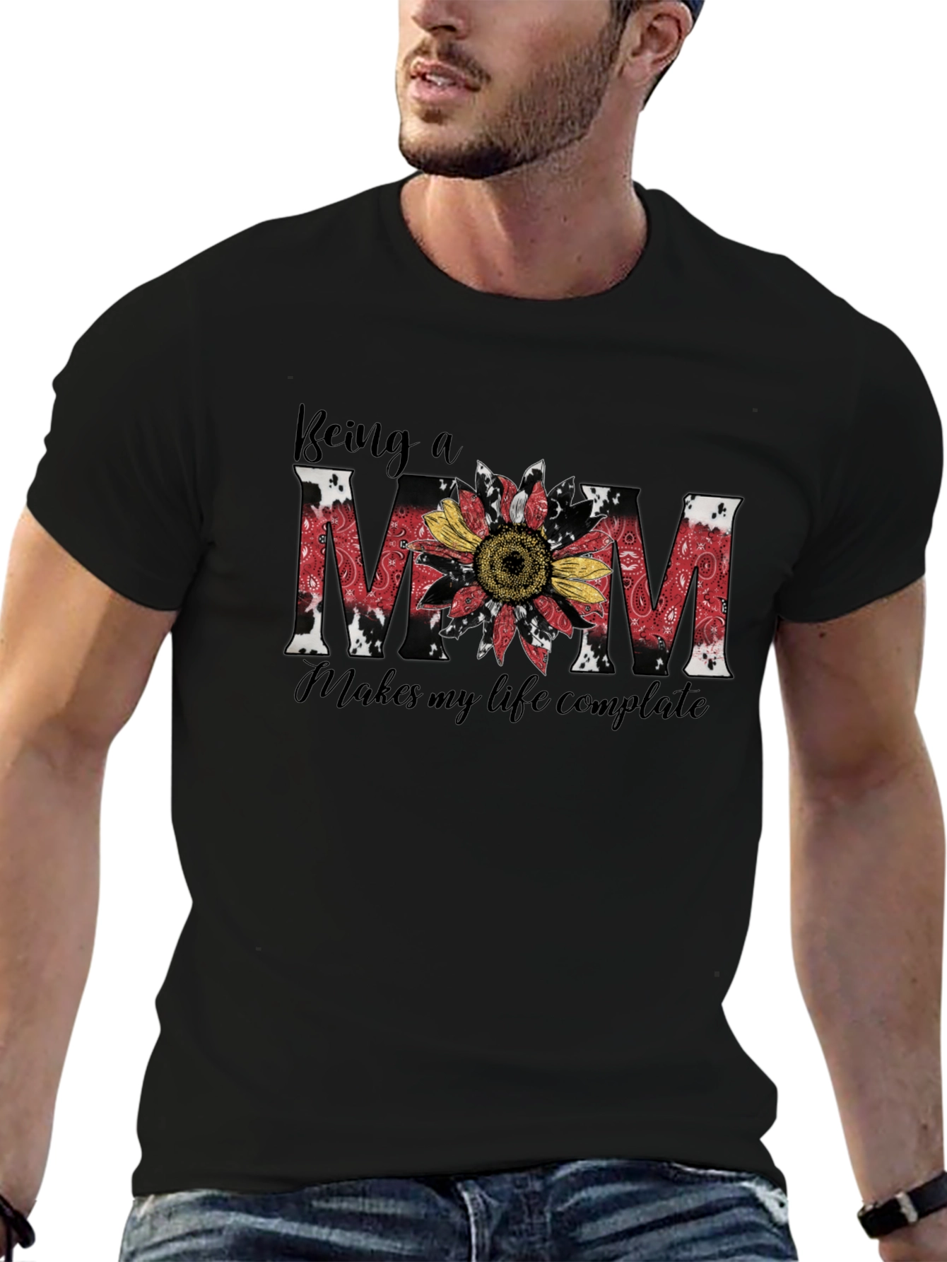 Being A Mom Sunflower Graphic T-Shirt