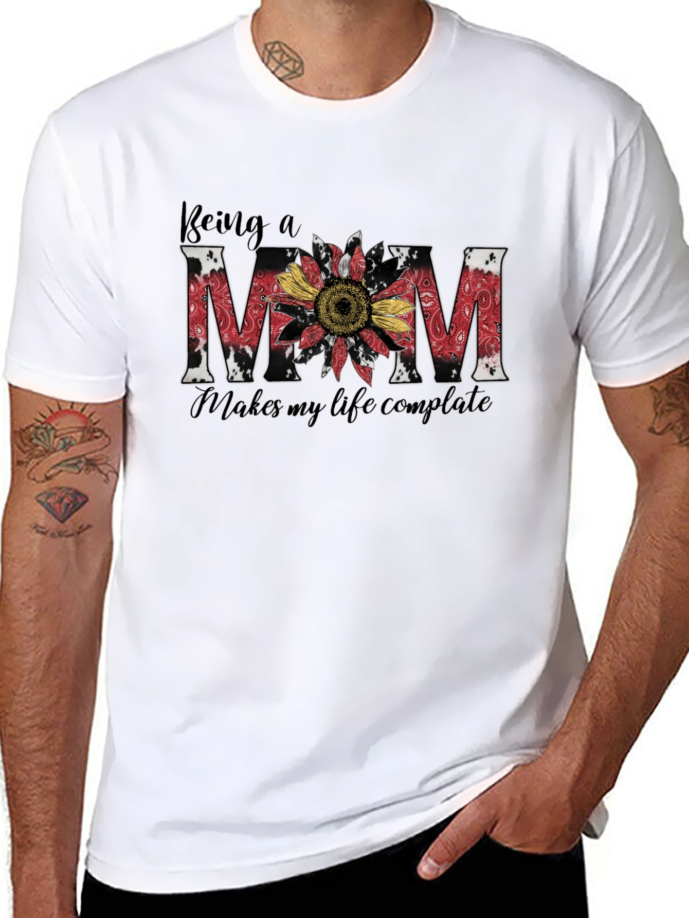 Being A Mom Sunflower Graphic T-Shirt