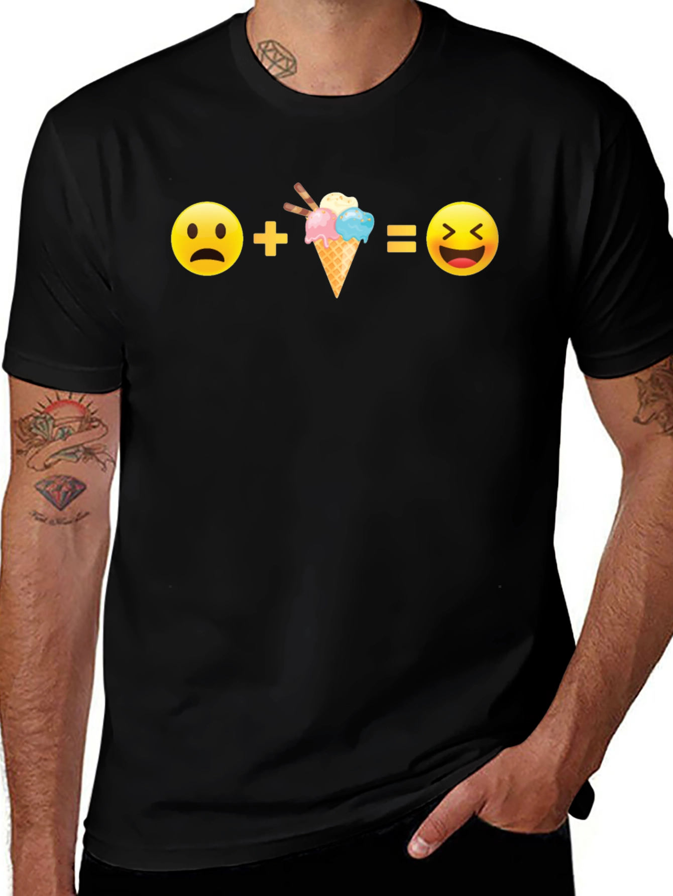 Funny Emoji Equation Black T-Shirt