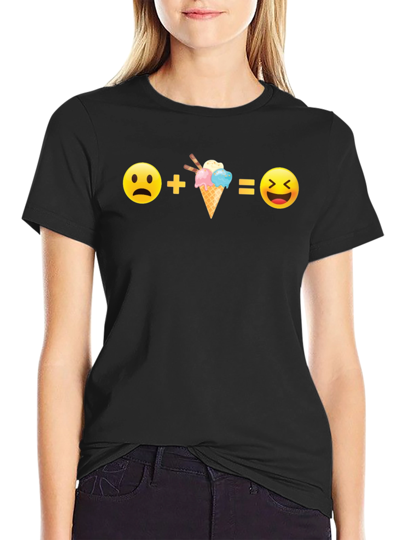 Funny Emoji Equation Black T-Shirt