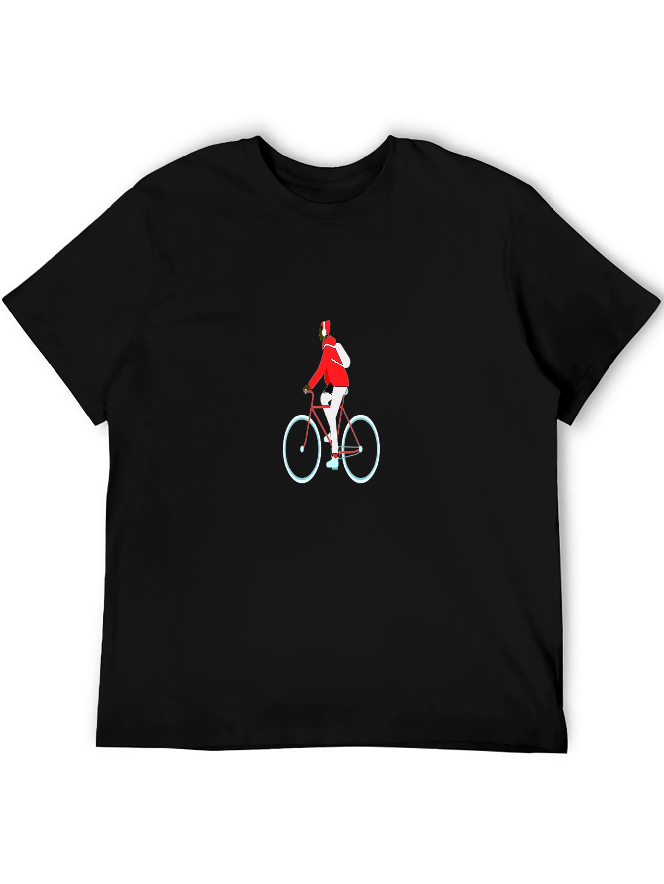 Black T-Shirt with Cyclist Graphic