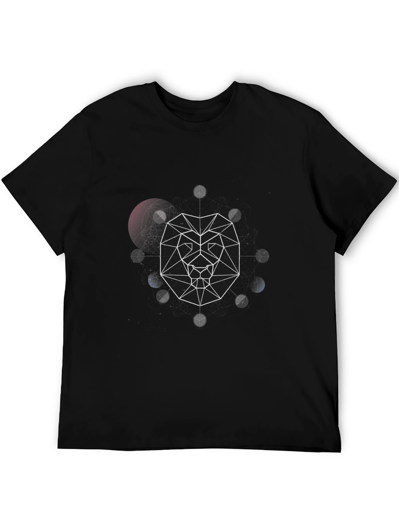 Geometric Lion Graphic Black T-Shirt