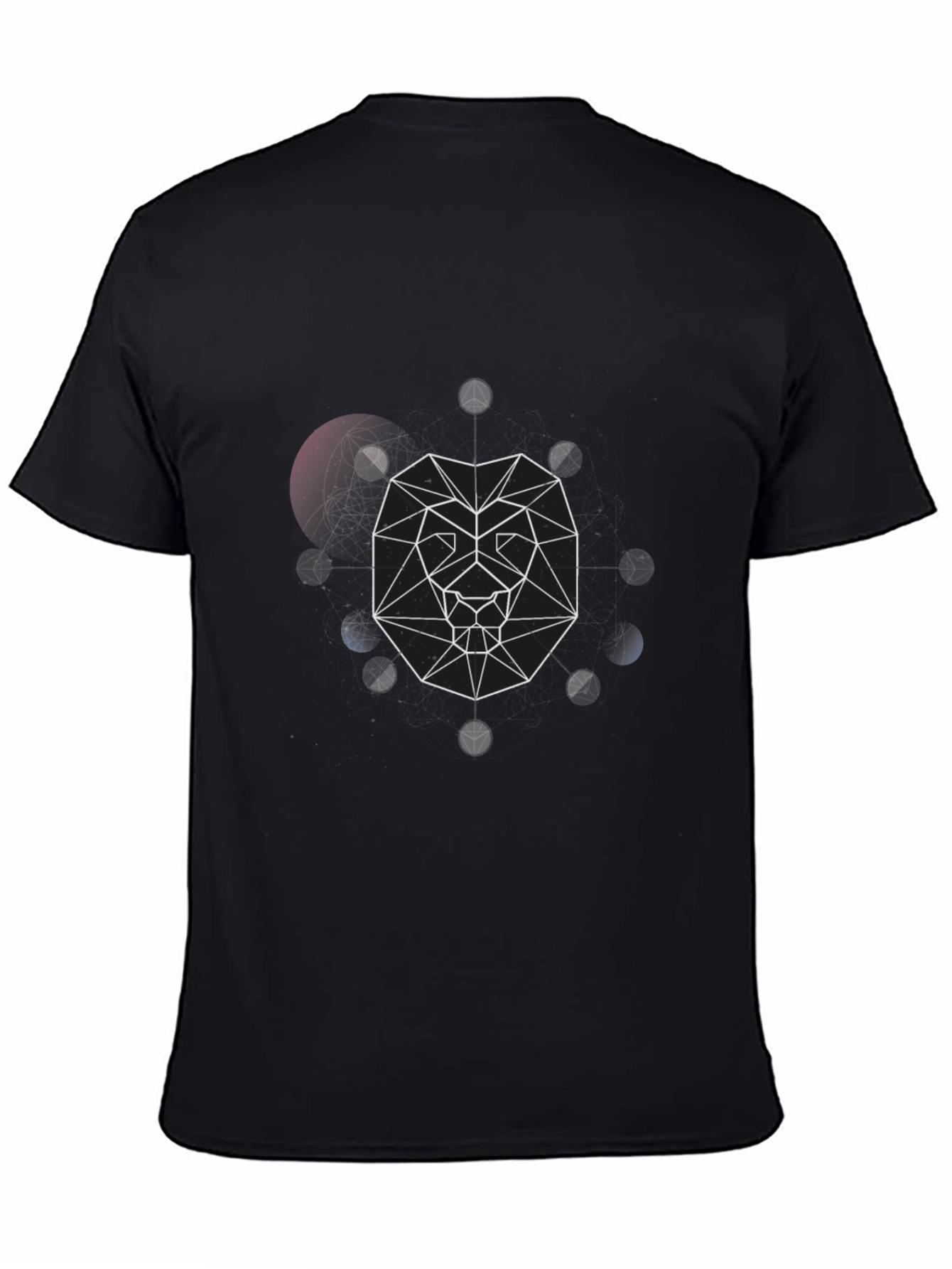 Geometric Lion Graphic Black T-Shirt